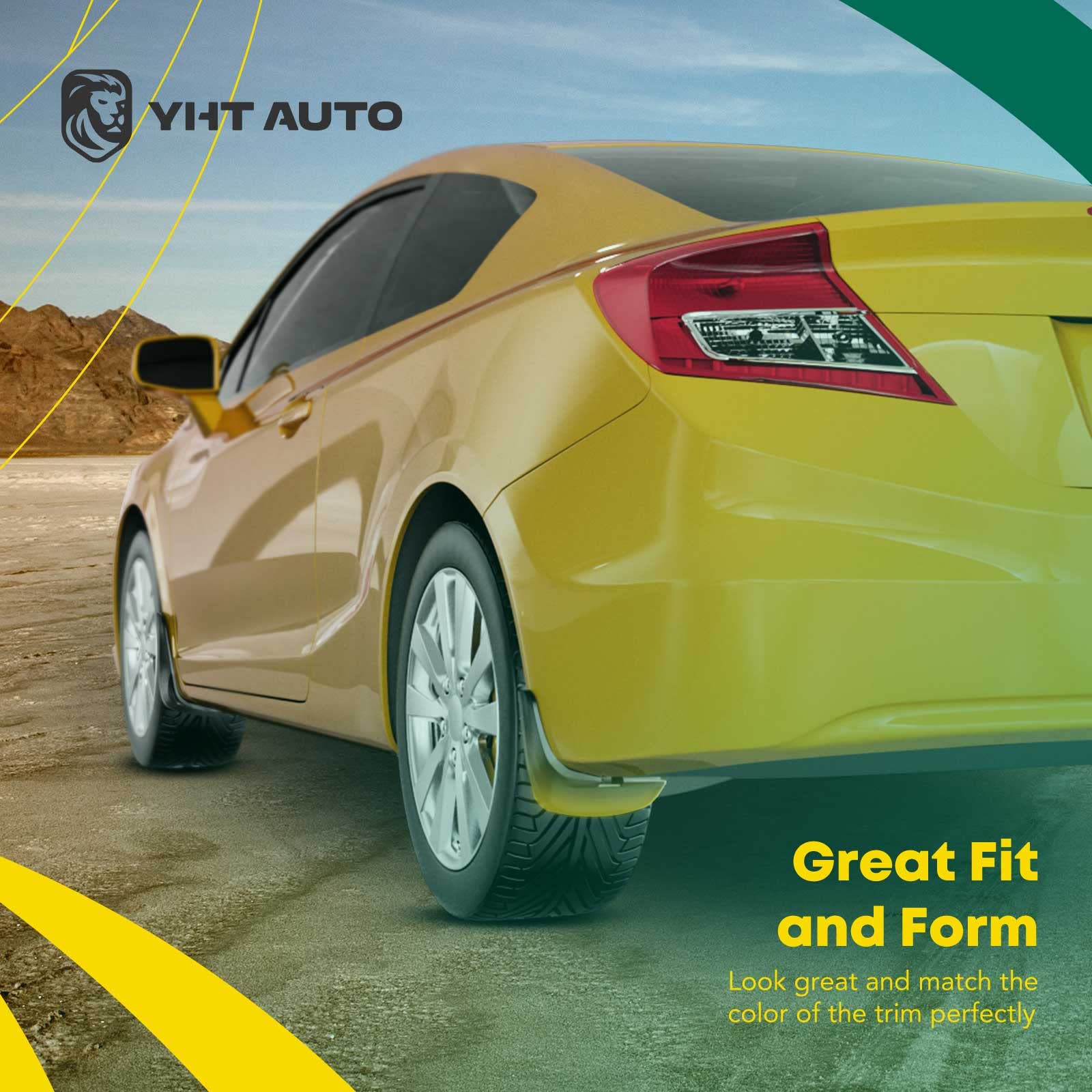 YHTAUTO Mud Flaps Splash Guards for Honda Accord 2008-2012 Sedan - 4Pcs Front & Rear Mudguards Set with Hardware Kit - Wheel Protector Accessories for All-Weather Driving & Off-Road Protection