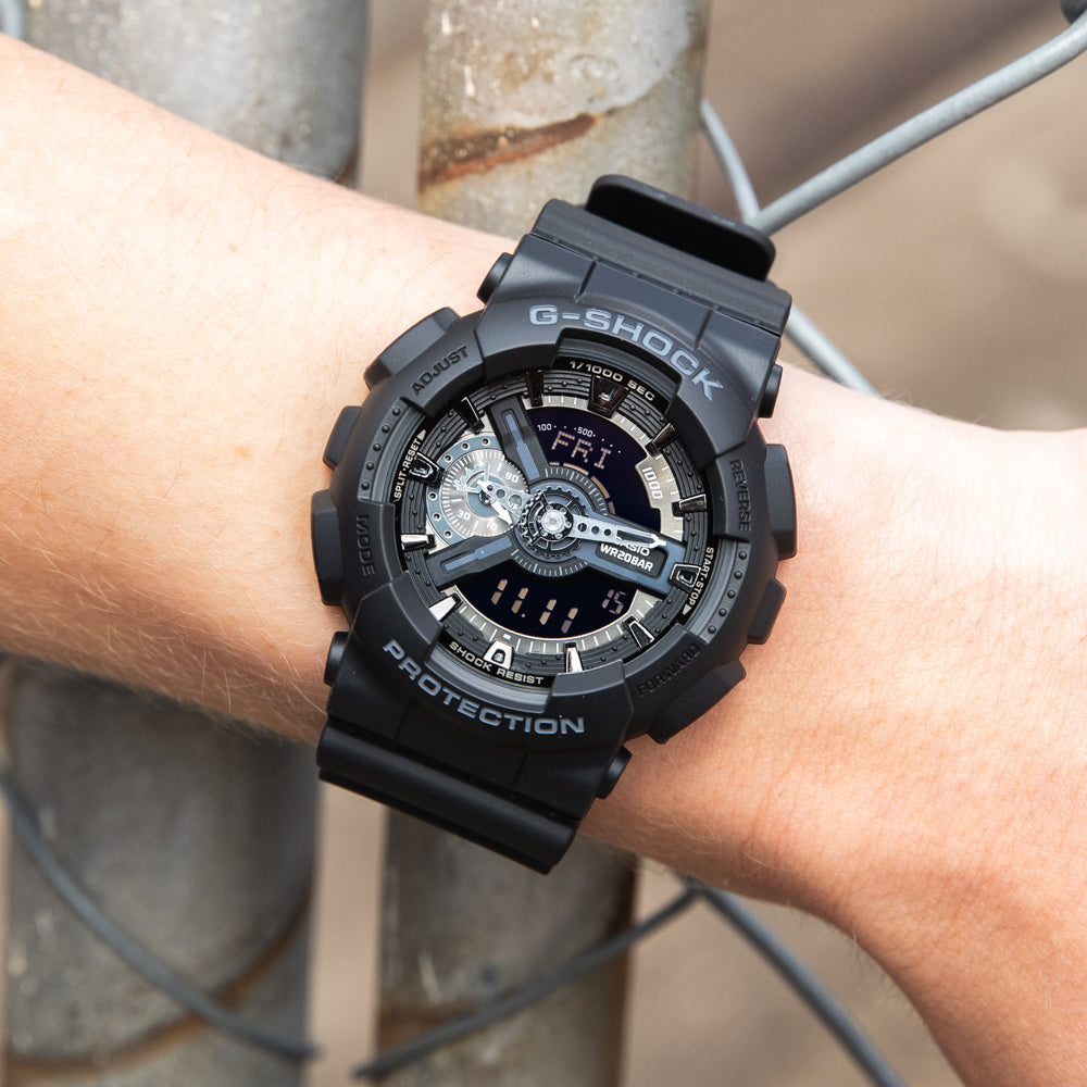 Casio G-Shock GA110-1B Digital Analog Watch for Men - Rugged Military Style, Shock Resistant, Waterproof - Perfect for Outdoor Sports, Hiking, and Adventure Activities