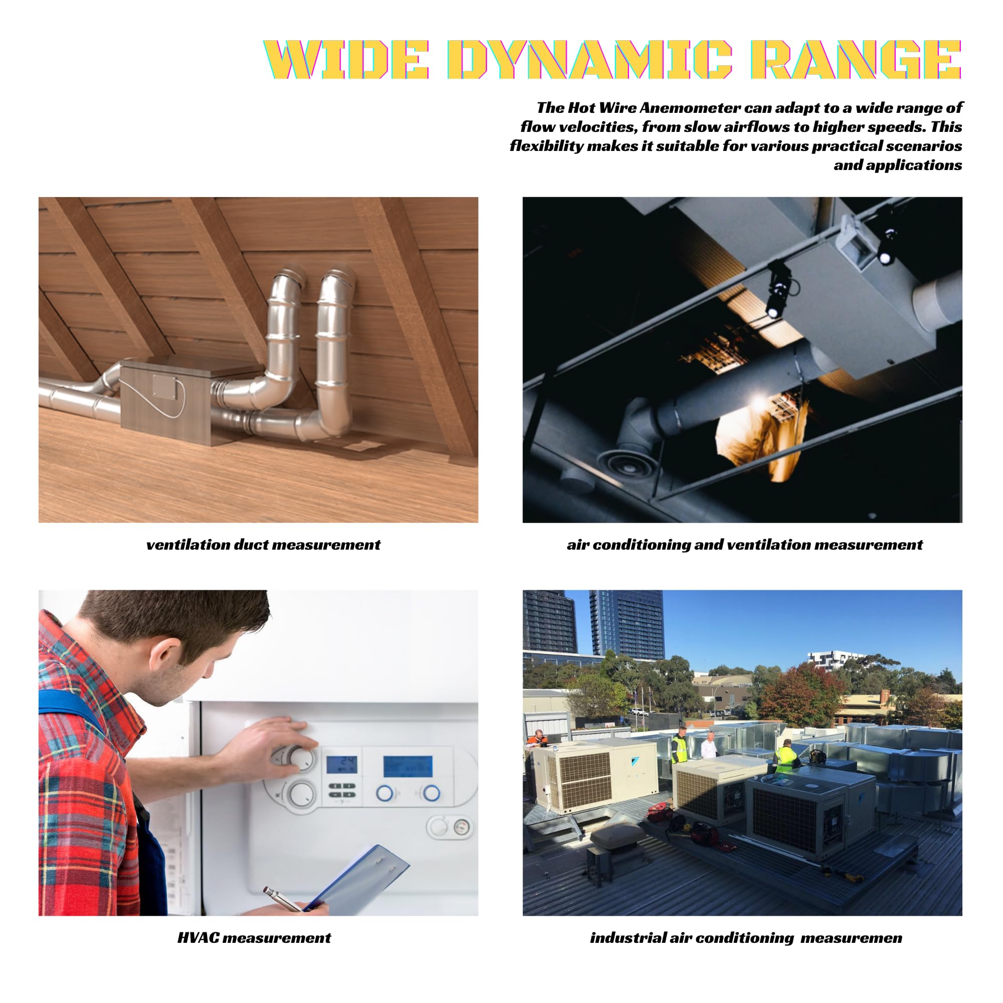 Digital Anemometer - Handheld CFM Meter for Air Flow Velocity, Temperature & Wind Speed Measurement | HVAC Airflow Testing with Backlit LCD & Telescopic Probe | Perfect for Ductwork, Ventilation & Indoor Air Quality Monitoring