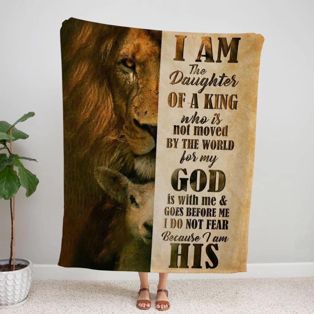 Christian Prayer Blanket with Bible Verse - Lion and Lamb Design for Women | Religious Gift for Church, Bible Study & Comforting Prayers