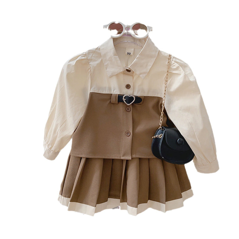 Adorable Baby Girl 2-Piece Outfit - Contrasting Top & Pleated Skirt Set | Casual Playdate & Photo Shoot Outfit