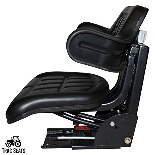 TRAC SEATS Black Universal Suspension Tractor Seat with Tilt & Waffle Style - Fits Massey Ferguson & Other Farm Tractors - Durable Comfort for Long Farming Hours