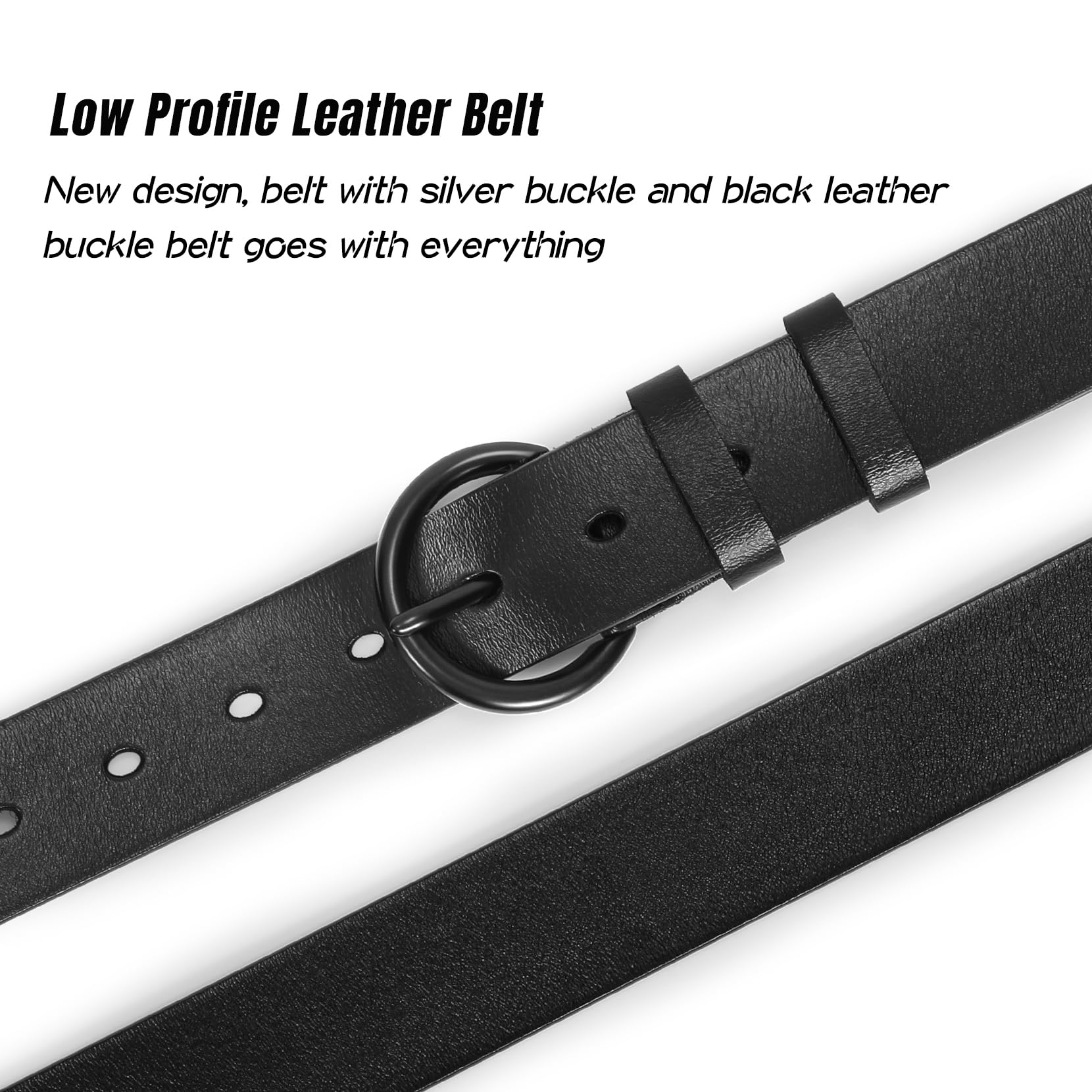 JASGOOD Women's Black Leather Belt with Gold Buckle - Stylish Dress Belt for Jeans & Pants | Perfect for Office, Casual Outfits & Everyday Wear