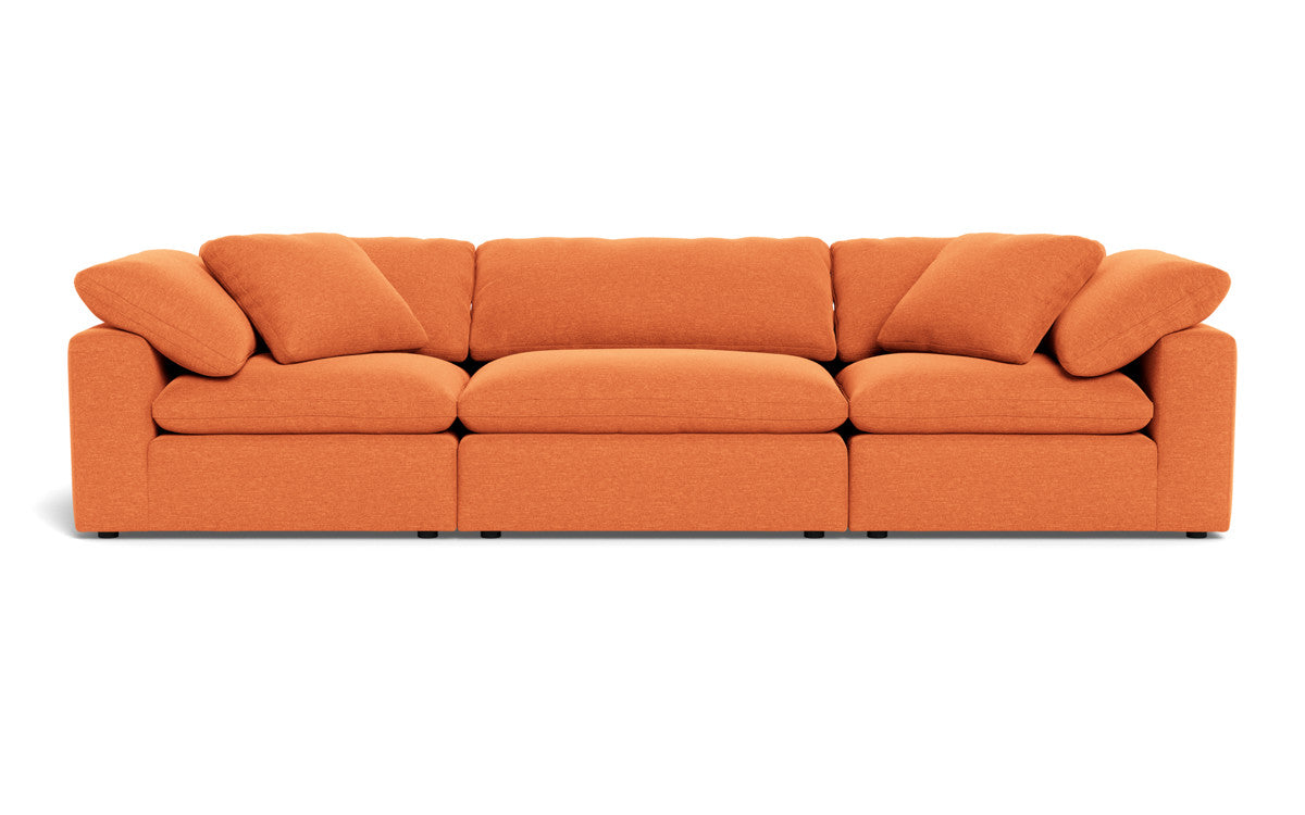 Fluffy 3-Piece Sofa Set - Ultra Soft Plush Fabric Sectional Couch for Living Room, Lounge & Family Room - Comfortable Modern L-Shaped Sofa with Pillows
