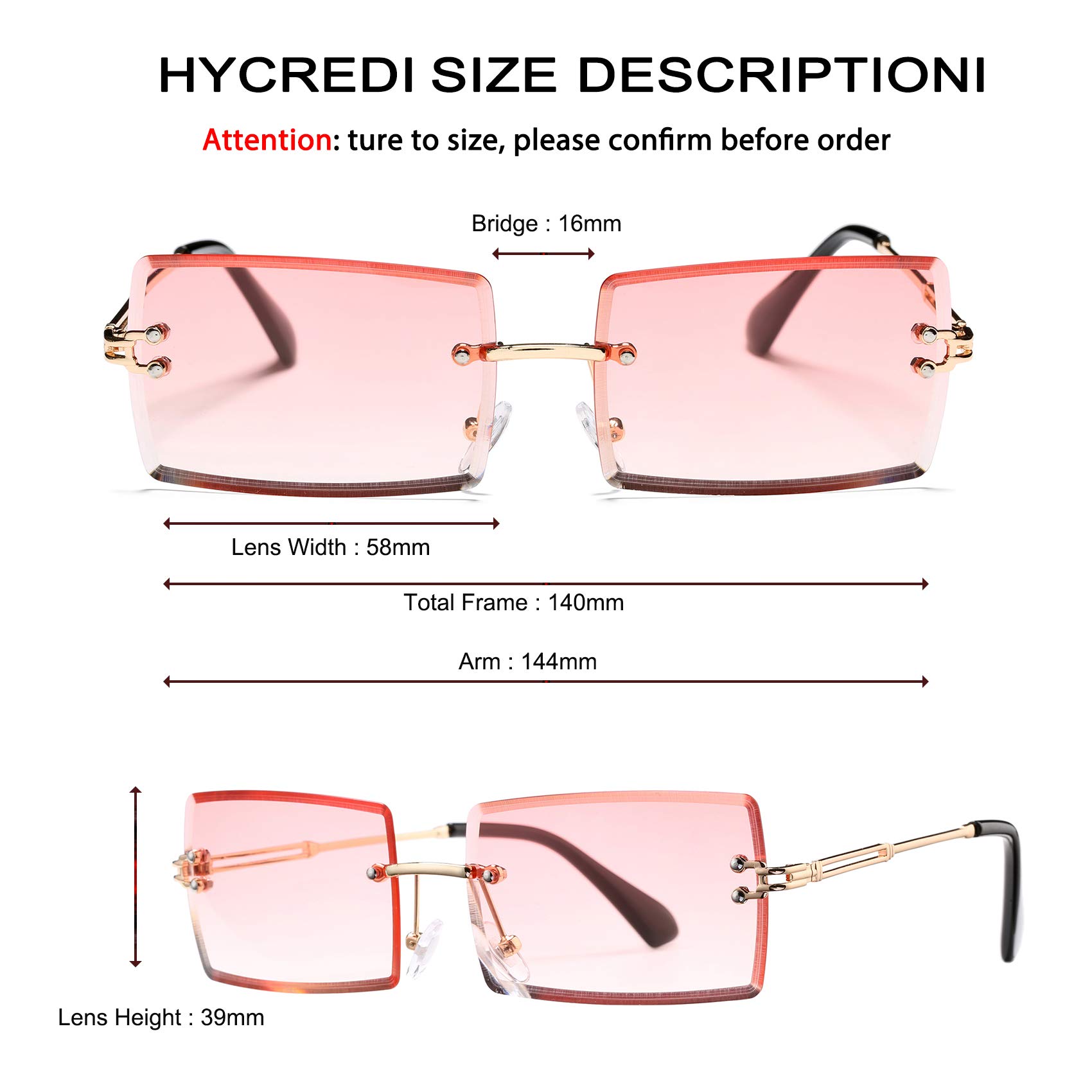 Stylish Rectangle Sunglasses for Men & Women - Small Rimless Square Frame UV Protection - Perfect for Driving, Beach & Outdoor Activities