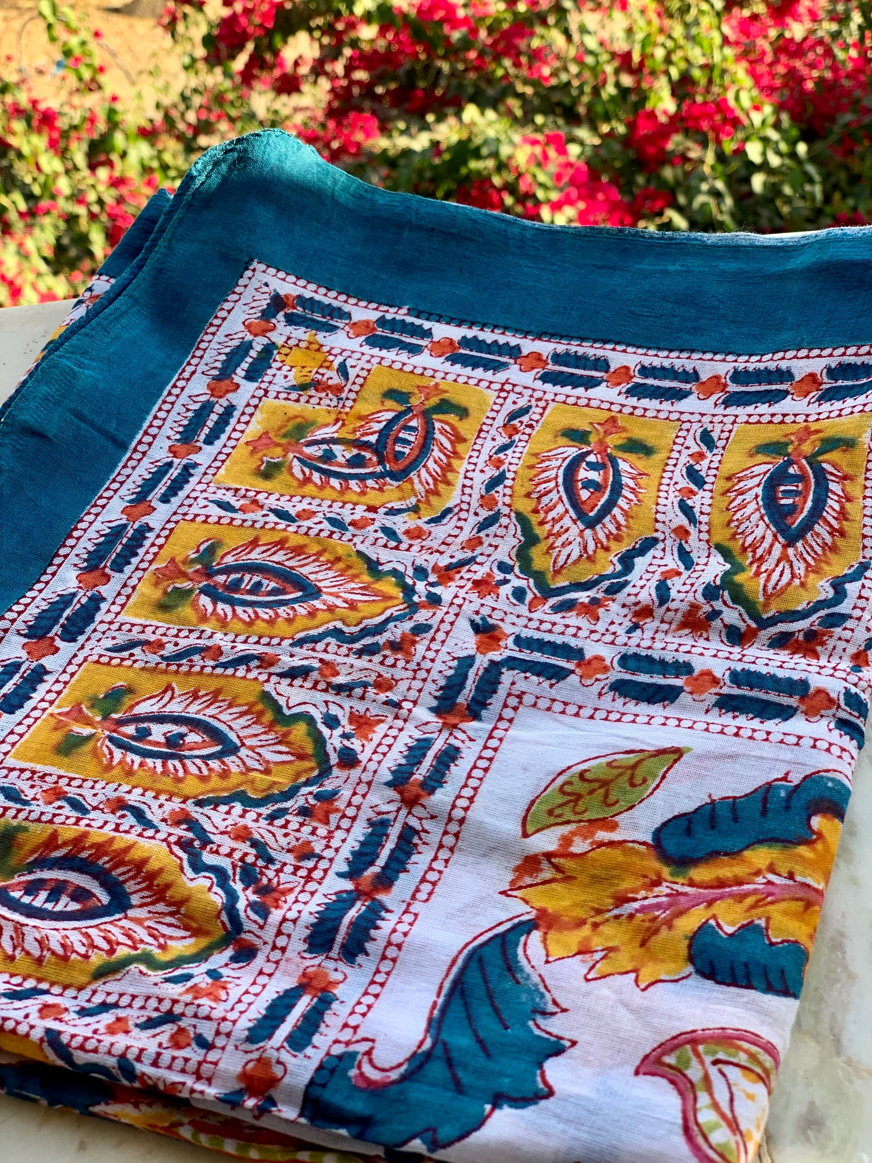 Stylish Block Print Cotton Sarong Pareo Shawl - New Collection for Beach, Pool & Summer Fashion