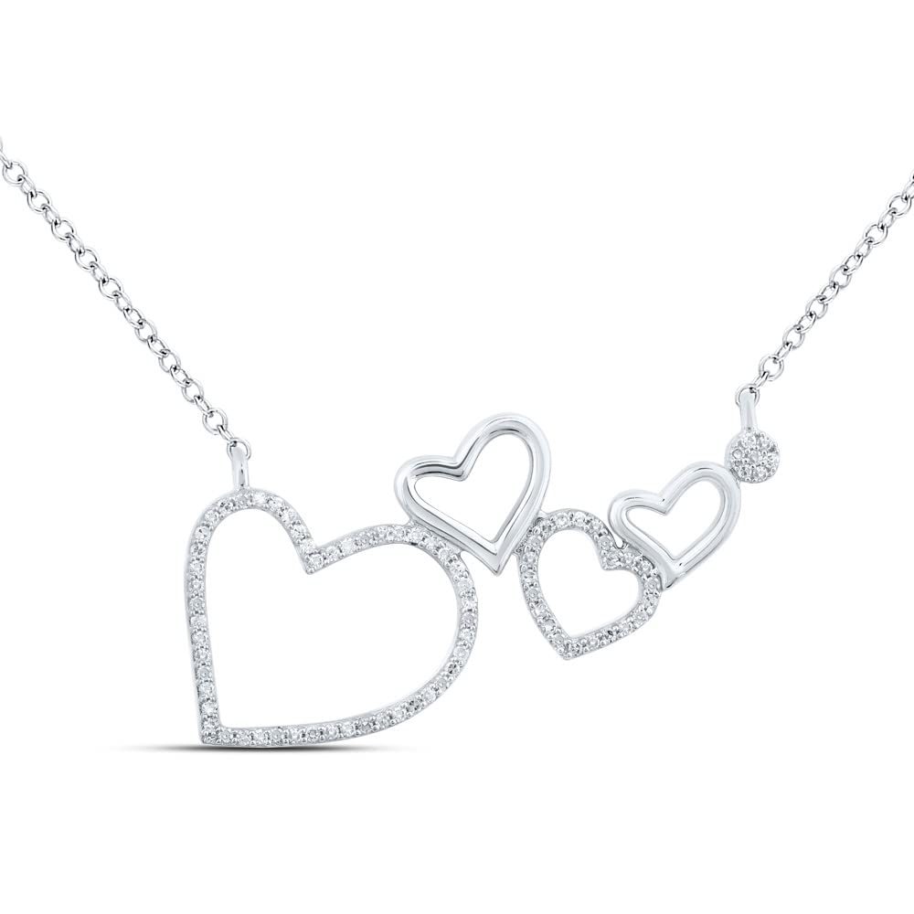 10K White Gold Women's Round White Diamond Heart Necklace (1/6 CTTW) - Elegant Valentine's Gift, Anniversary Jewelry & Everyday Luxury Accessory | Dazzlingrock Collection