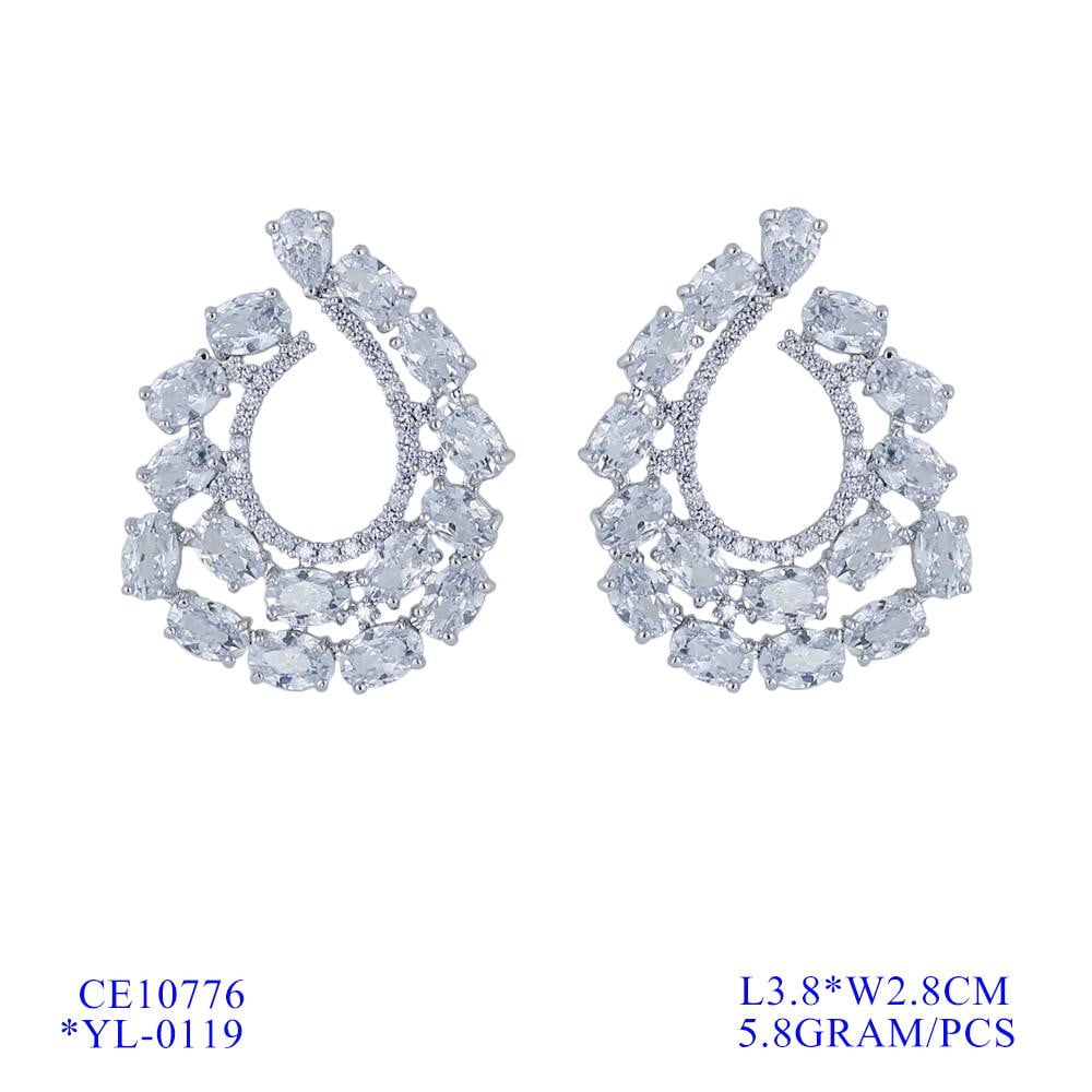 Cubic Zirconia CZ Copper Wedding Dangle Earrings for Women - Elegant Bridal Jewelry Gift for Bride, Bridesmaids & Special Occasions