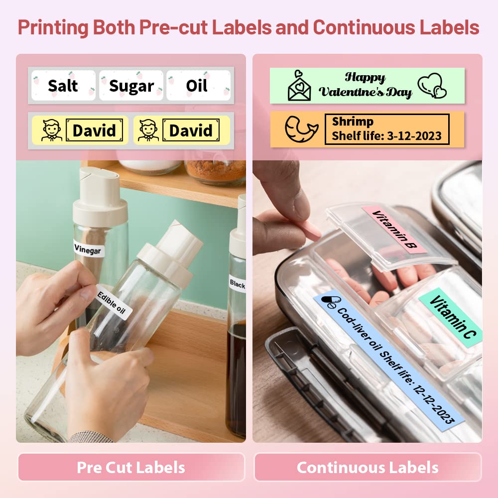 Phomemo D30 Portable Bluetooth Label Printer - Wireless Handheld Label Maker Machine with Multiple Templates, USB Rechargeable, Easy to Use for Office & Home Organization (Ideal for Pantry, Storage, File & Gift Labeling)