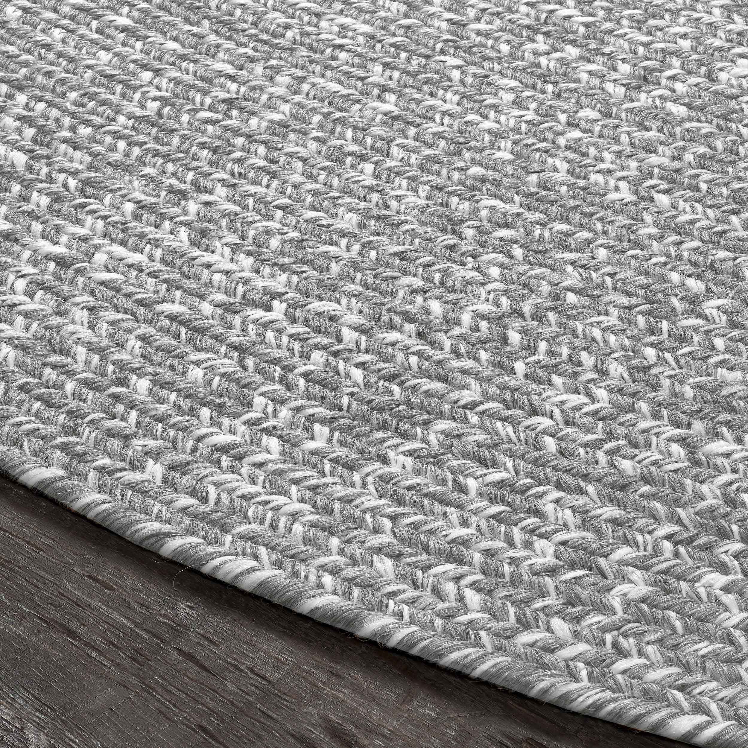 Reversible Braided Area Rug - Non-Slip Two Tone Indoor/Outdoor Rug for Living Room, Bedroom, Patio - Soft & Durable Home Decor
