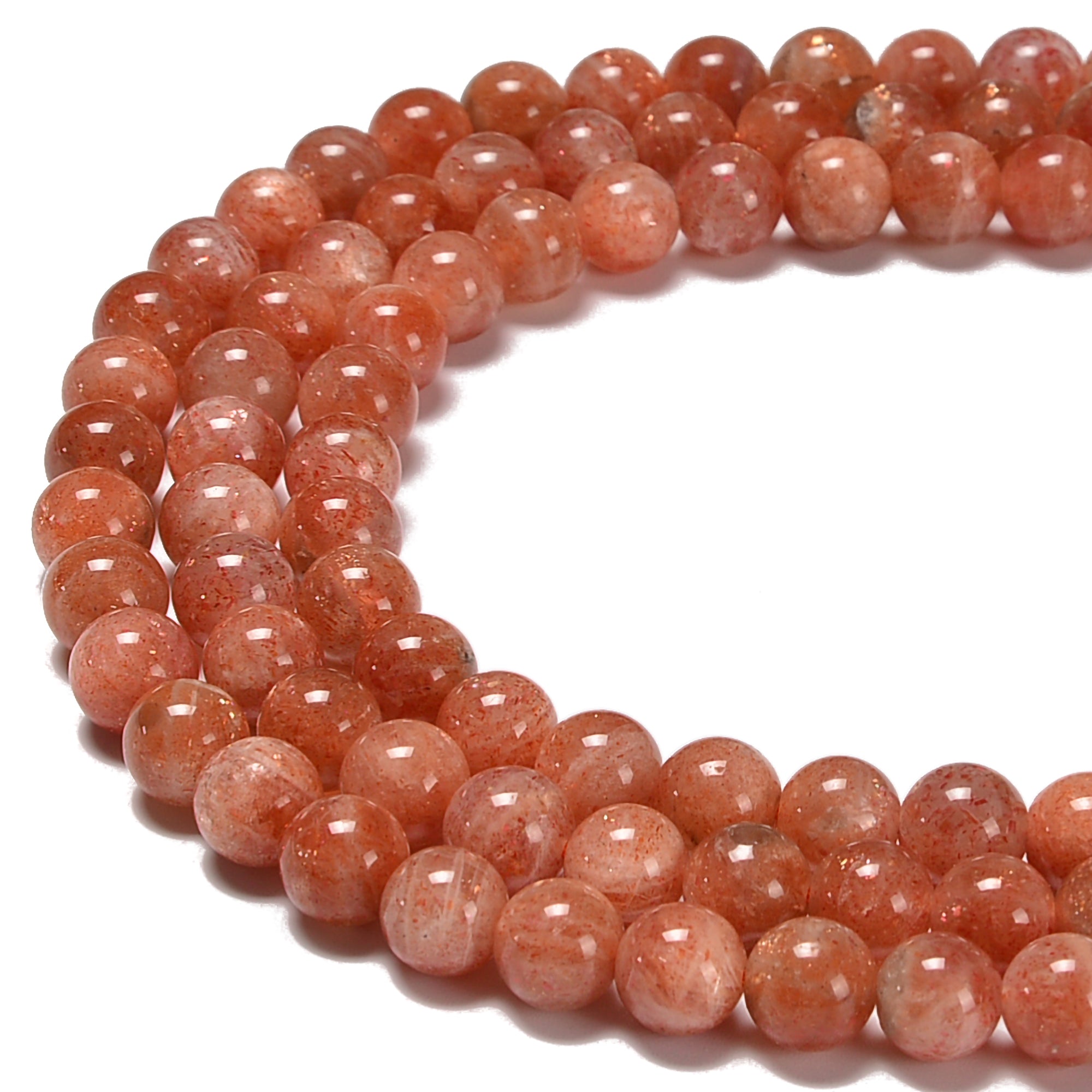 AAA Grade Sunstone Lepidocrocite Smooth Round Beads 6mm 7mm 8mm 9mm 15.5 Inch Strand for Jewelry Making, DIY Crafts, and Healing Crystal Bracelets