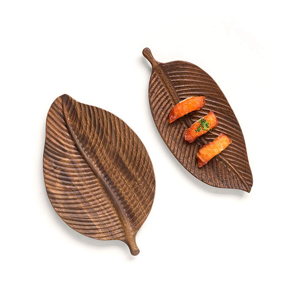 SOFEA Wooden Leaf Tray - Fruit Dessert Serving Platter for Home Decor & Coffee Table