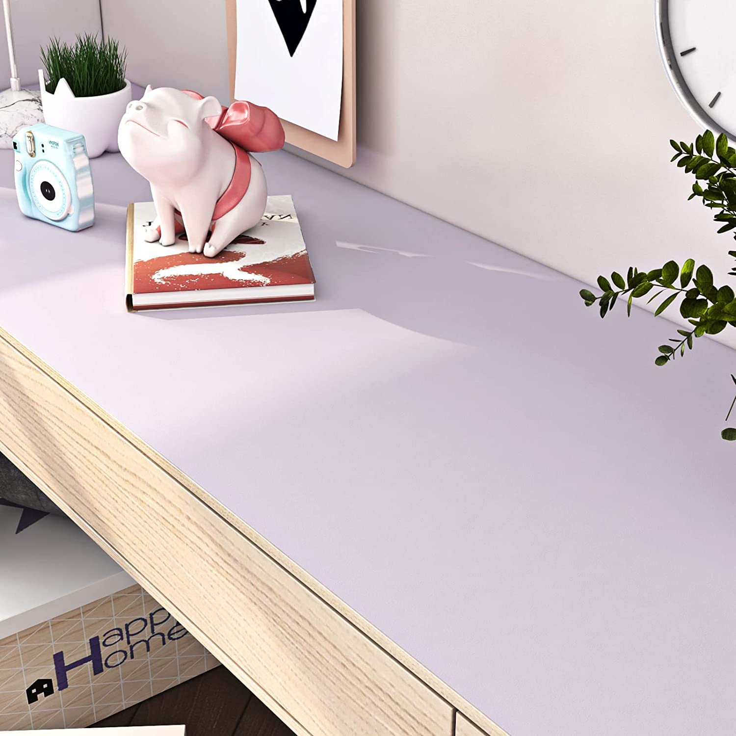FunStick 15.8x240 Inch Light Purple Peel and Stick Wallpaper - Removable Self-Adhesive Vinyl Roll for Bedroom, Cabinets, Walls & Desk - Lilac Purple Contact Paper for Home Decor & DIY Projects