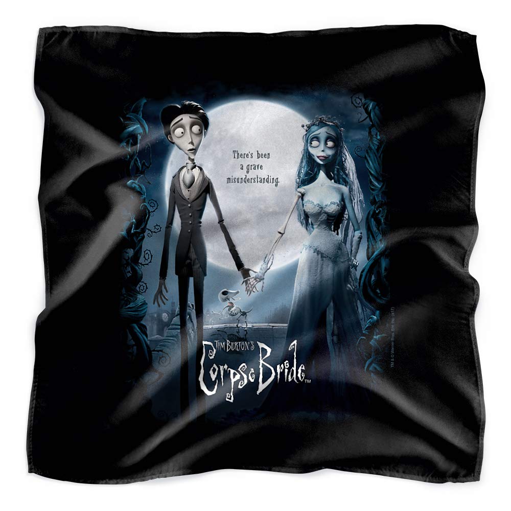 Corpse Bride Movie Poster Bandana - 21x21 Inch Gothic Scarf for Halloween Costume, Cosplay, and Themed Parties