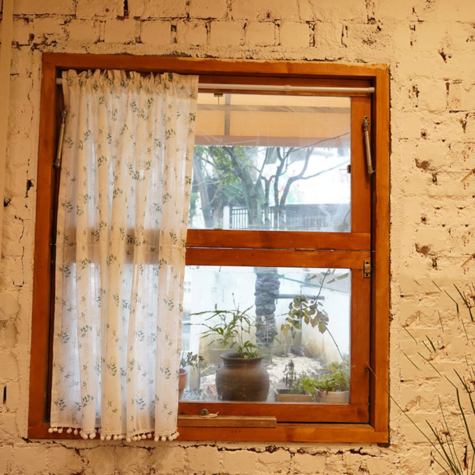 Farmhouse Kitchen Curtain Valances - 1 Piece Short Cafe Curtains for Half Windows - Bathroom & Cabinet Door Drapes - Rustic Home Decor for Kitchen, Dining Room & Farmhouse Style Interiors