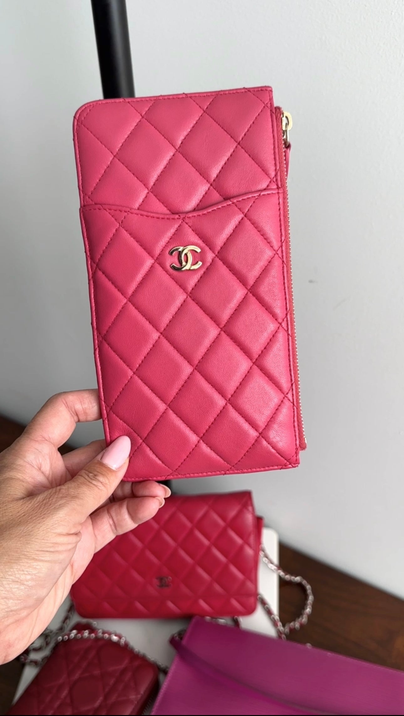 Chanel Cherry Pink Quilted Leather Timeless Zip Wallet - Luxury Designer Wristlet for Women | Perfect for Everyday Use, Parties & Special Occasions