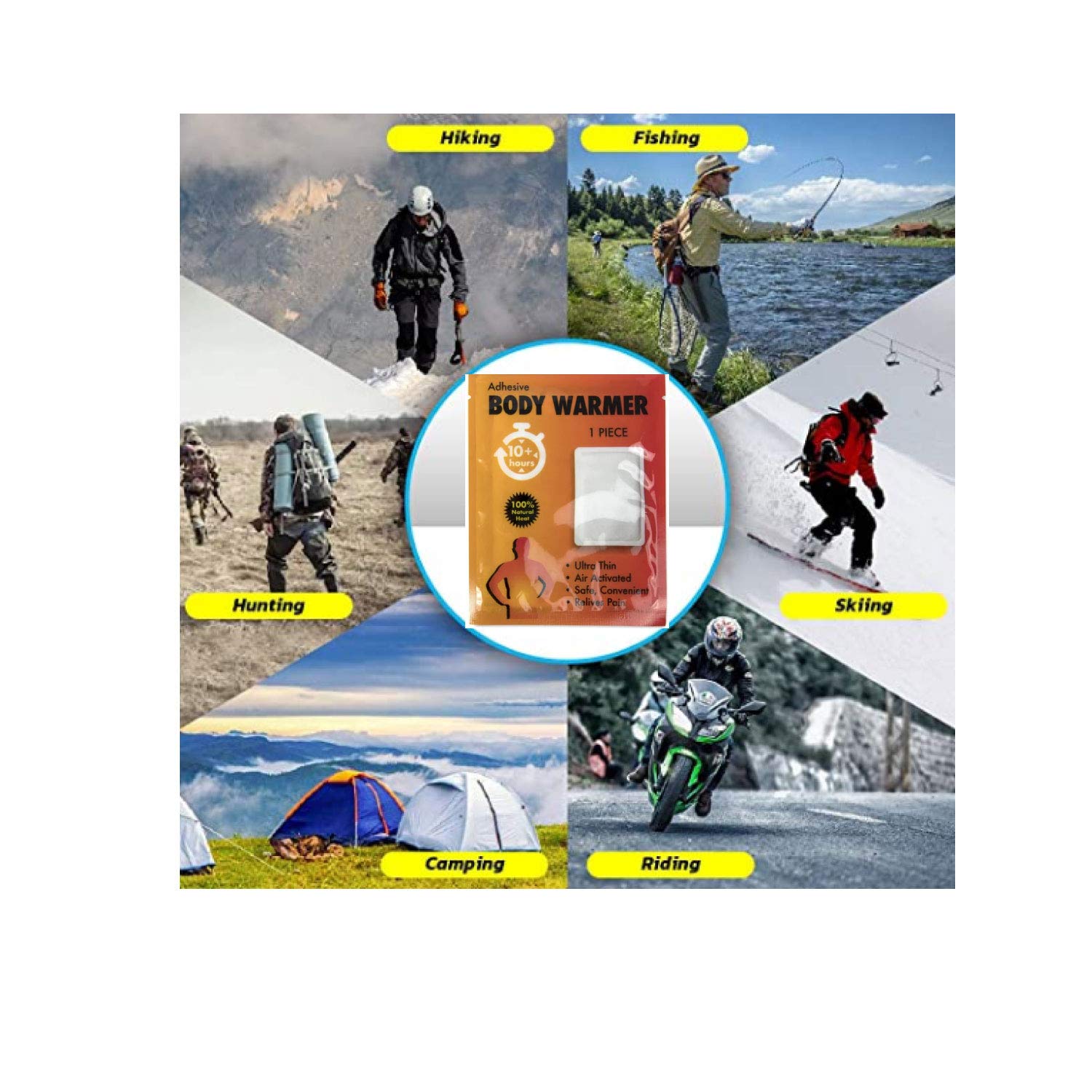 100 Pack Bulk Hand Warmers - 8-10 Hours Natural Heat for Outdoor Activities