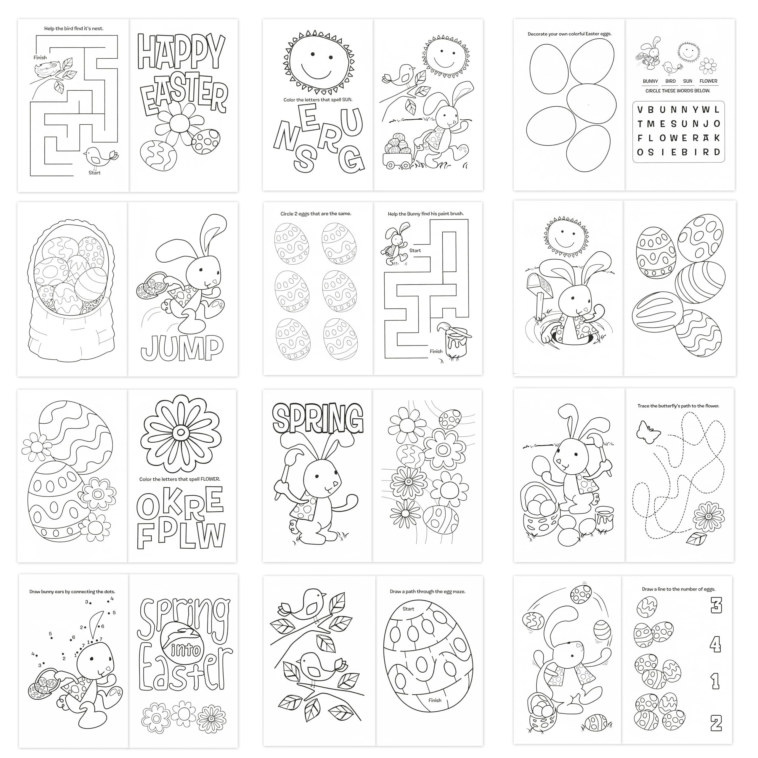 Easter Activity Kit for Kids - 3-Pack Coloring Books, Stickers & Crayons Set in Resealable Pouch | Fun Easter Basket Stuffers & Party Favors | Great for Easter Egg Hunts, Classroom Activities & Travel Entertainment