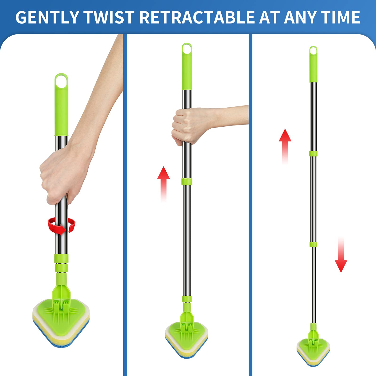 **Long Handle Scrub Brush with Tile Scrubber & Sponge (3-Pack) – Heavy Duty Bathroom Cleaning Tool for Bathtub, Shower, Tiles & Grout**    *(Perfect for Deep Cleaning Stubborn Soap Scum, Mold & Mildew in Showers, Tubs & Sinks)*