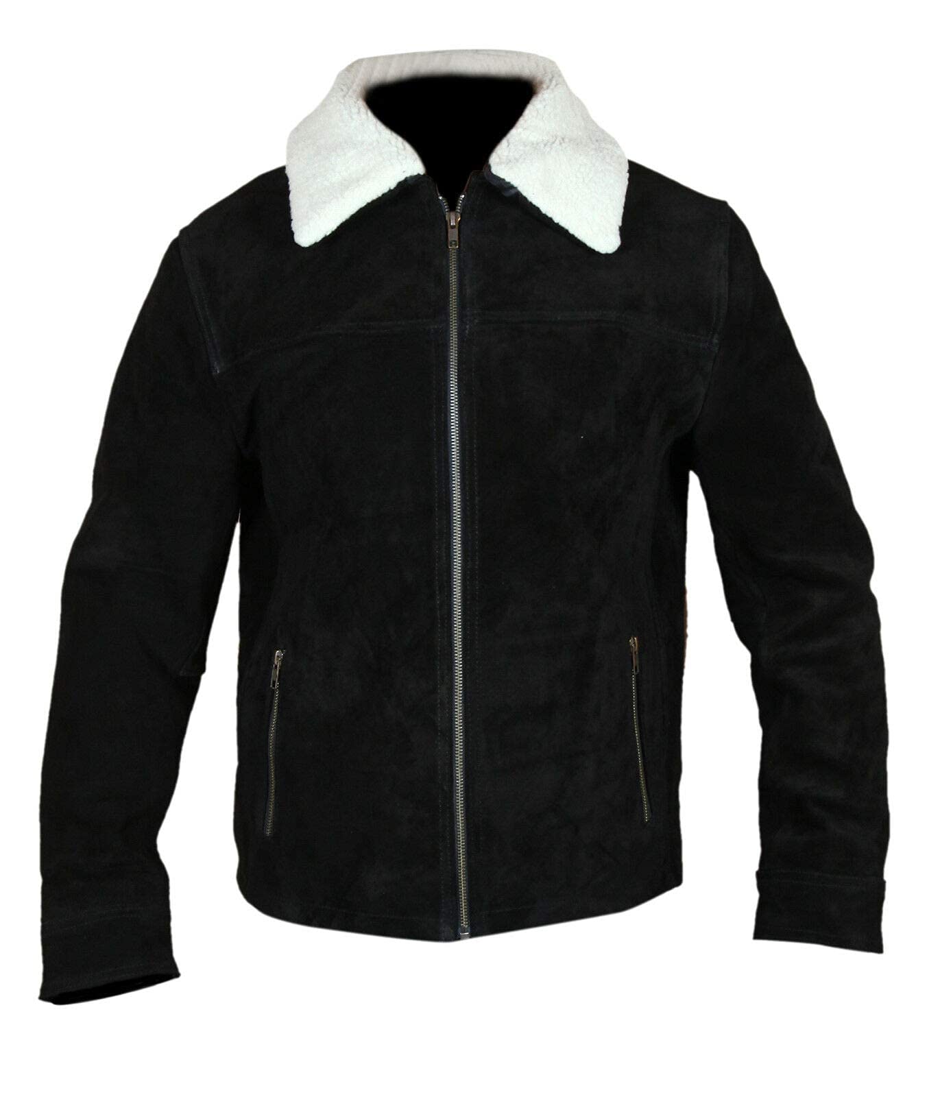 Men's Rick Grimes Brown Suede Leather Jacket from The Walking Dead Season 7 | Premium Biker Style Coat for Cosplay, Halloween Costume & Fashion Outfits