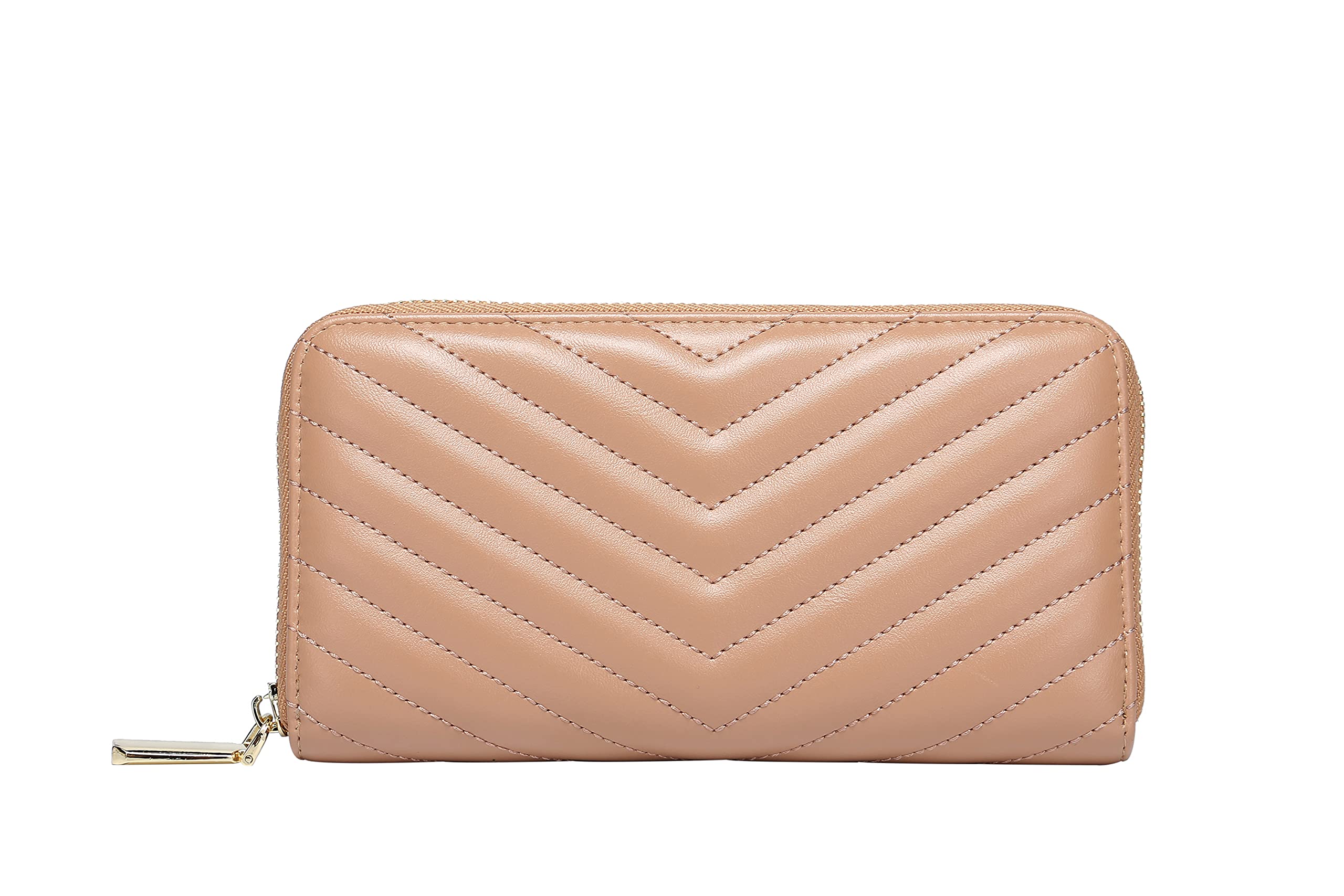 Daisy Rose Women's RFID Blocking Zip-Around Wallet & Phone Clutch - PU Vegan Leather Crossbody Purse (Blush Pink) | Perfect for Travel, Shopping & Everyday Use