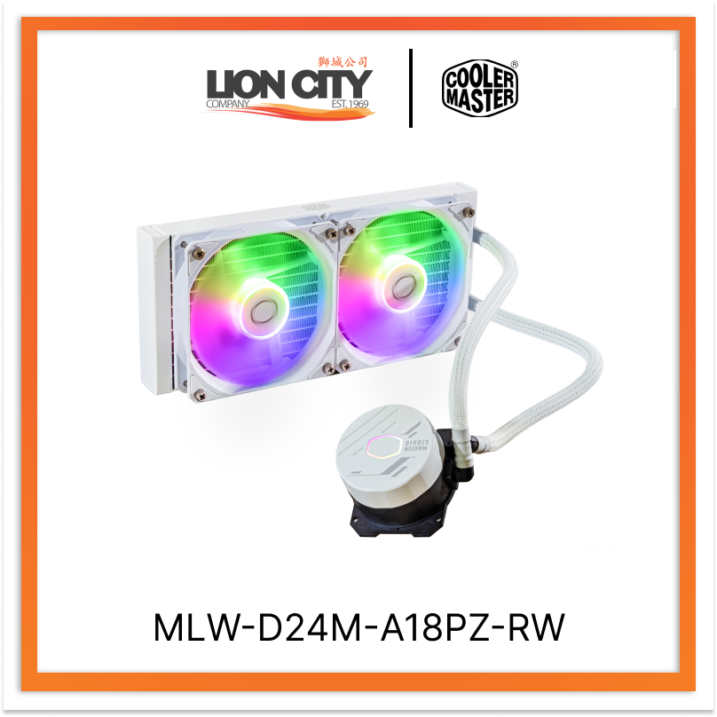 Cooler Master MLW D24M A18PZ RW CM MasterLiquid 240L Core ARGB CPU Liquid Cooler - White | High-Performance AIO Water Cooling for Gaming PC, Workstation & Overclocking | Quiet RGB CPU Cooler for Intel & AMD Processors