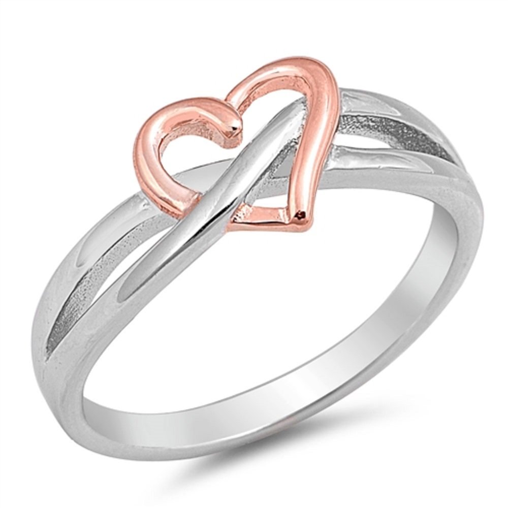 Rose Gold Plated Sterling Silver Infinity Heart Ring - Elegant Jewelry for Women, Perfect Gift for Valentine's Day, Anniversary & Special Occasions