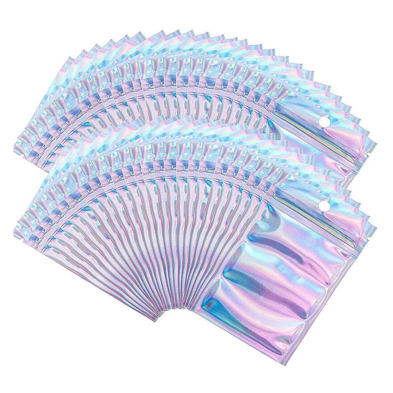 50PC Holographic Ziplock Bags for Jewelry, Cables & Travel Storage (6x10cm) - Home & Kitchen Organizer