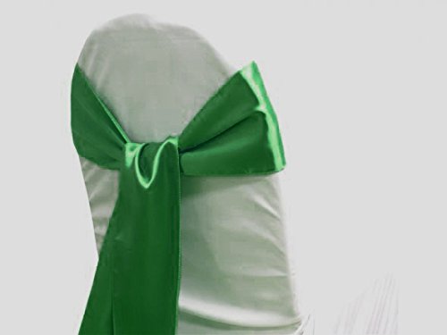 Premium MDS 100 Satin Chair Sashes - Elegant Bow Tie Wedding Decorations, Party Supplies & Event Decor in Emerald Green - Perfect for Bridal Showers, Banquets, and Special Occasions