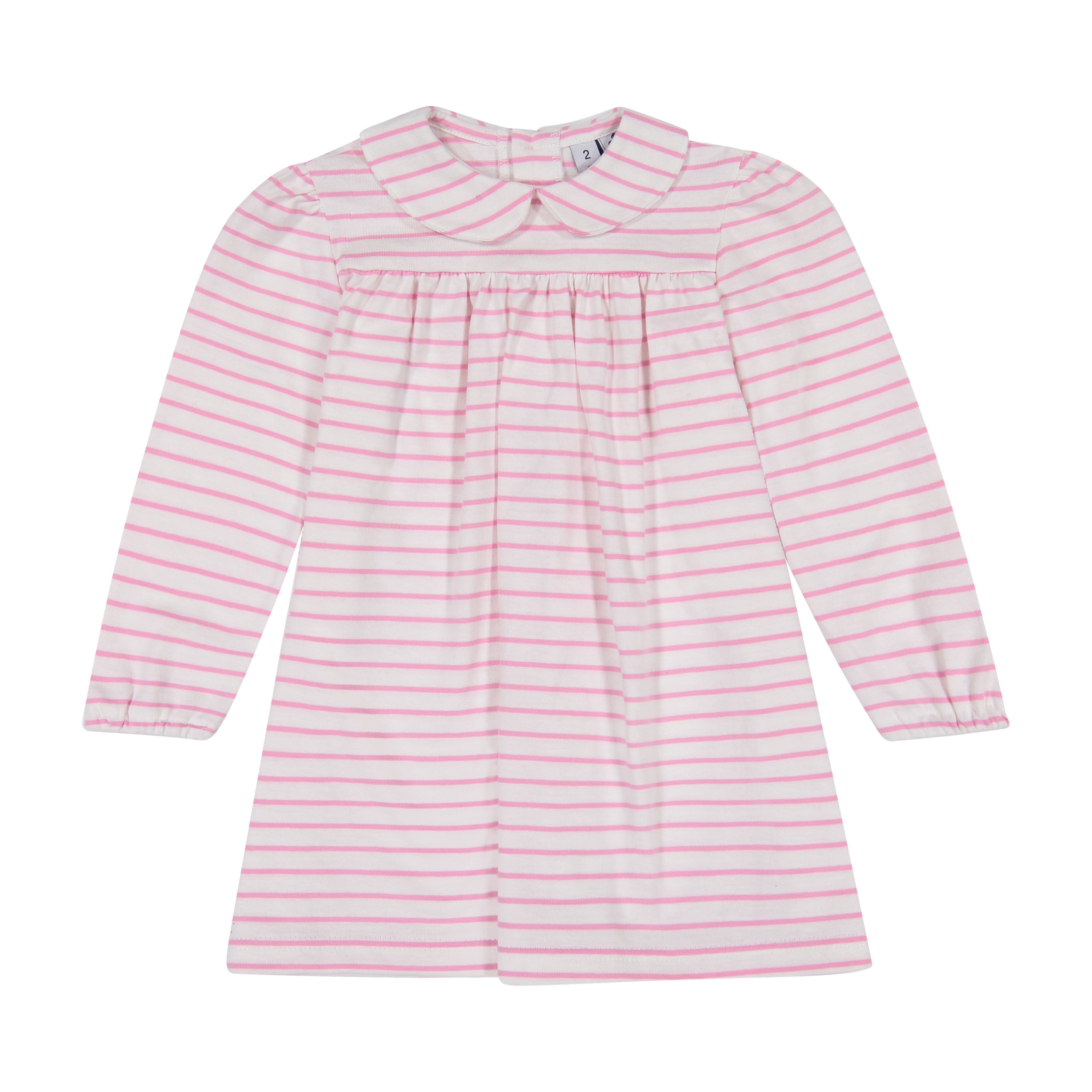 Ginny Girls Peter Pan Collar Dress - Light Pink Striped Floral Print Cotton A-Line Dress for Women | Perfect for Spring Outfits, Tea Parties & Special Occasions