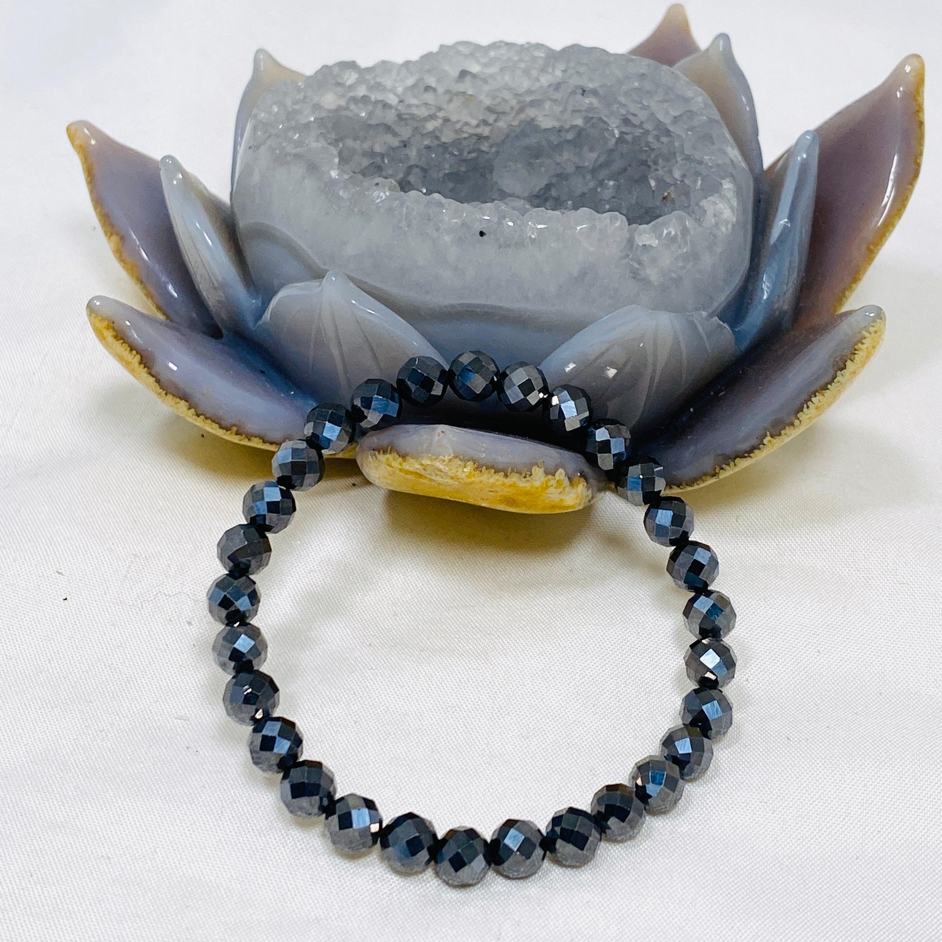Faceted Round Gemstone Bracelet - 5mm & 6mm Beads - Elegant Handmade Jewelry for Women - Perfect for Parties, Weddings & Everyday Wear