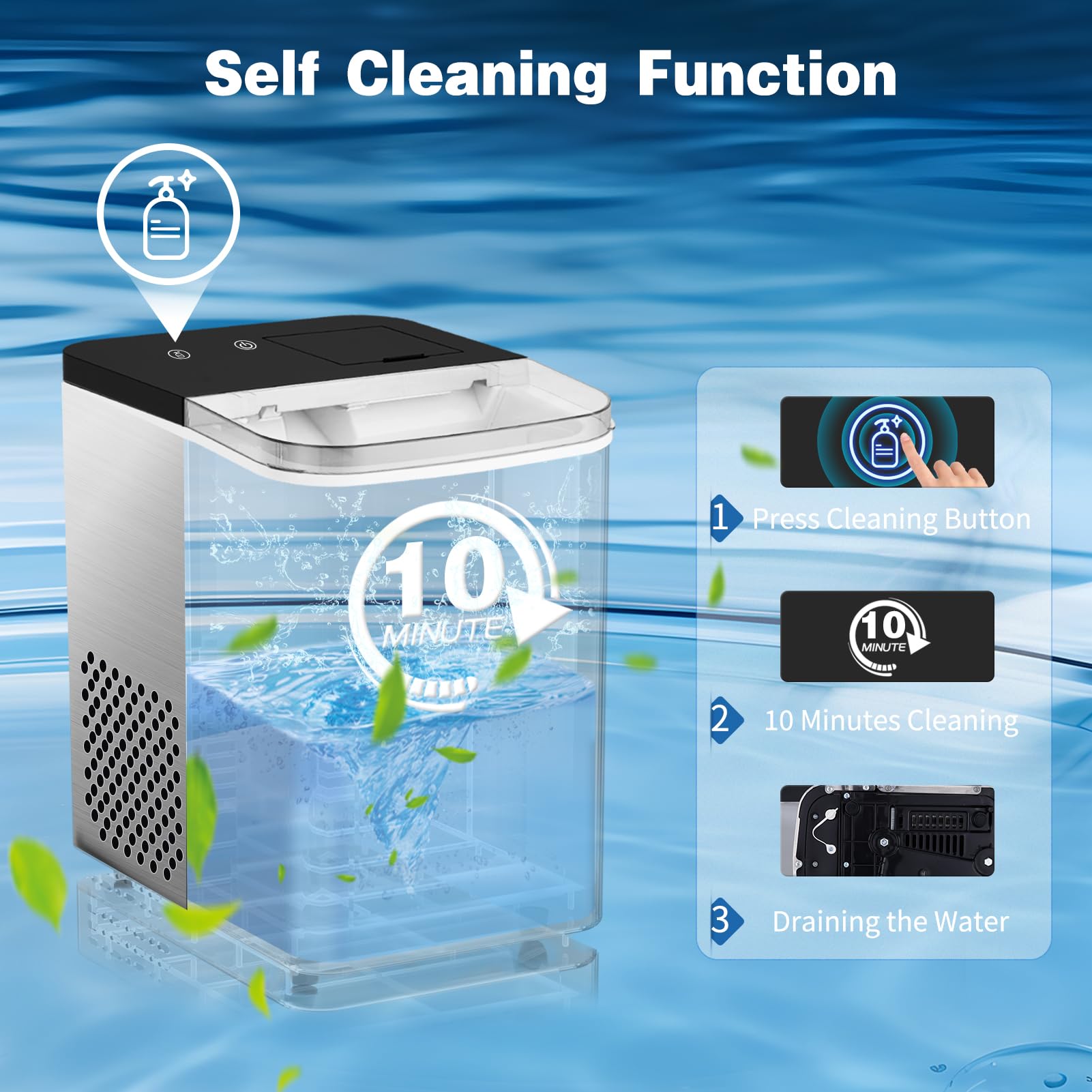 Upgraded Countertop Nugget Ice Maker - 40LBS/Day Pellet Ice Machine with Timer & 2-Way Water Fill, Portable Crushed Ice Maker for Home, Kitchen, Office, Bar - Stainless Steel Chewable Ice Maker for Drinks, Cocktails & Parties