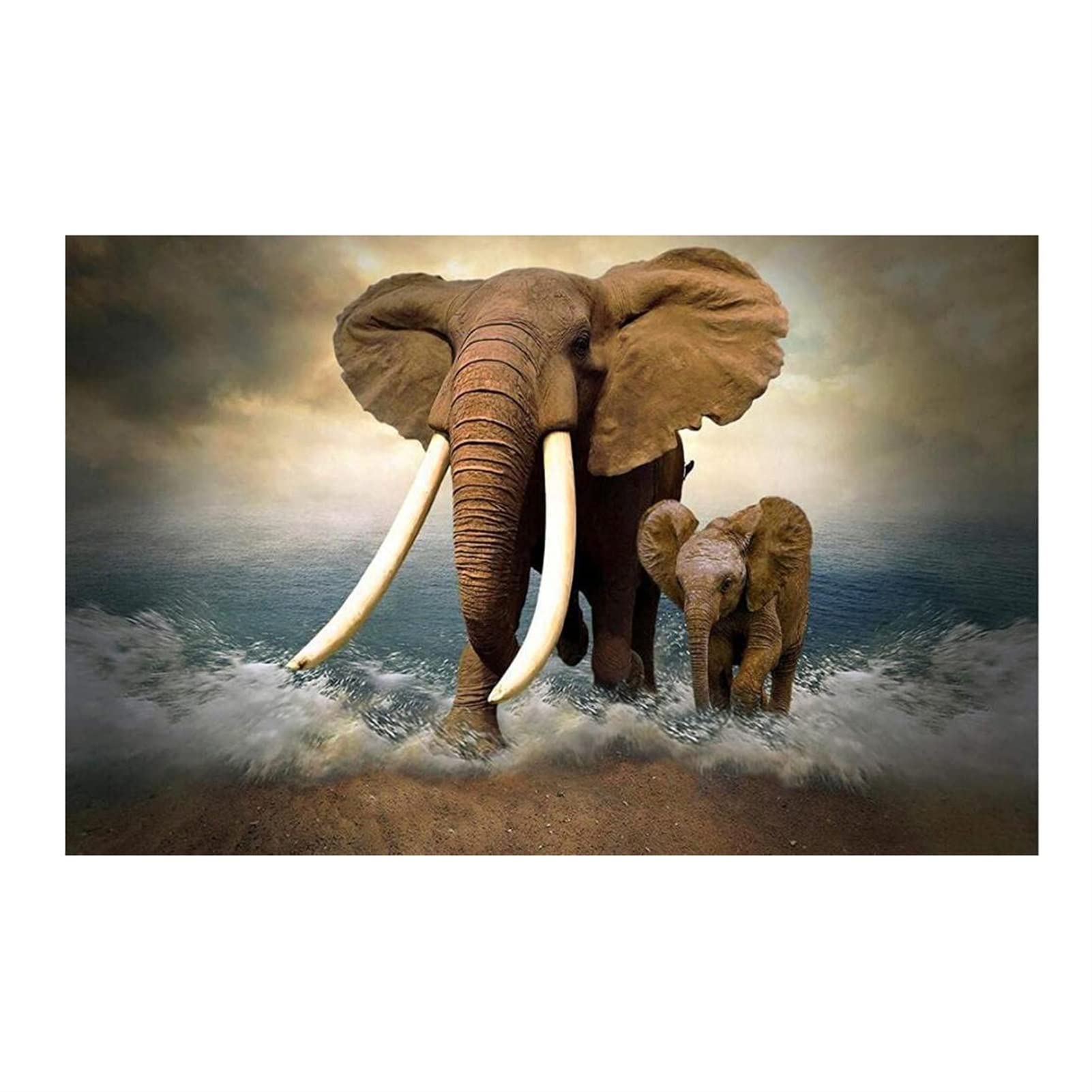 Premium Wooden Jigsaw Puzzle - Baby Elephant Animal Theme, 300 Pieces, Educational Toy for Adults & Kids, DIY Wall Art, Unique Gift & Home Decor for Living Room, Nursery, or Office