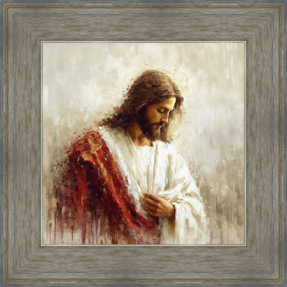 Jesus Christ in Red Robes - Religious Wall Art for Home & Church Decor - Perfect for Prayer Rooms, Sunday Schools & Christian Gifts