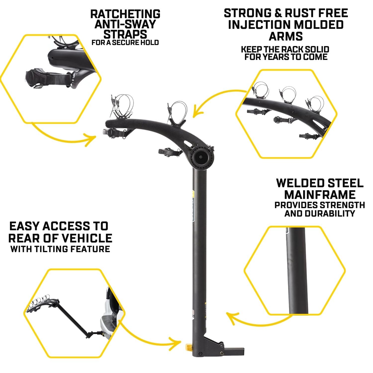 Saris Bones 2-Bike Hitch Rack Bicycle Carrier - Foldable & Tilting Base for Easy Storage | Perfect for SUVs, Trucks & Road Trips | Secure Bike Transport for Cycling Enthusiasts