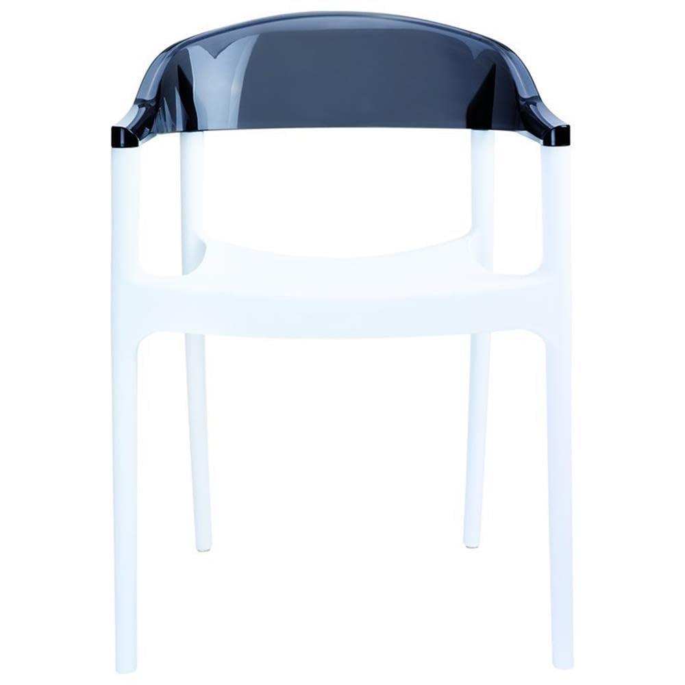 Carmen Patio Dining Chairs Set of 2 - Black Frame with White Cushion - Outdoor Garden Furniture for Patio, Deck, Poolside & Backyard Relaxation