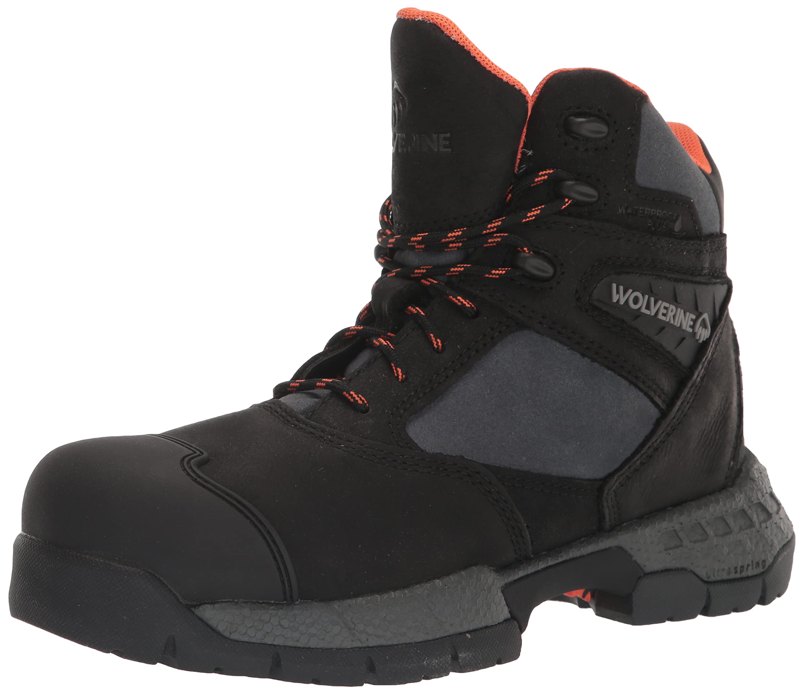 Wolverine Men's Rush Ultraspring Construction Boot - Steel Toe Work Boots for Safety & Comfort - Ideal for Construction, Landscaping & Heavy Duty Jobs
