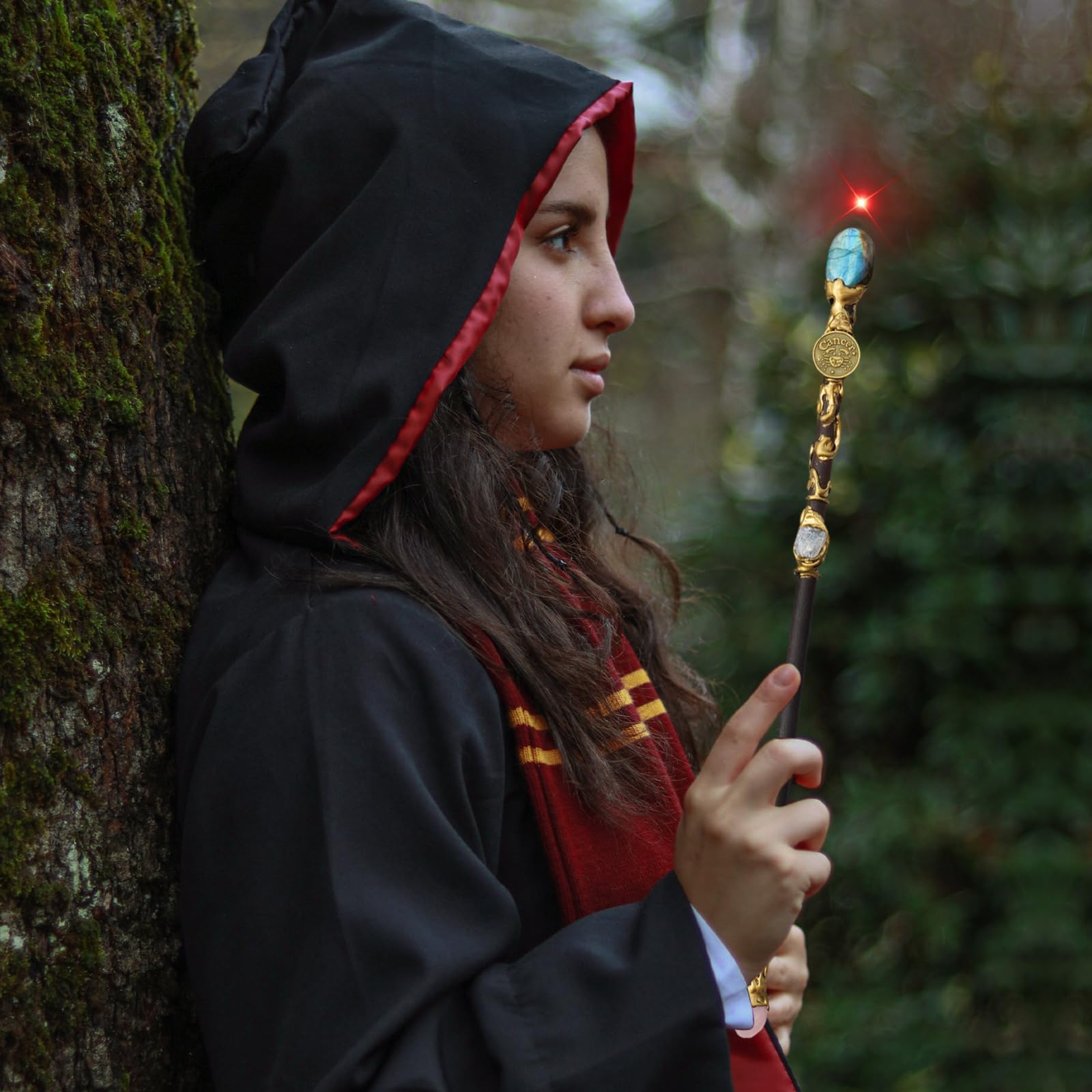 Natural Crystal Cancer Zodiac Scepter - 11.6 Inch Handmade Magic Wand for Cosplay, Halloween & Christmas Costume Accessory | Perfect for Fantasy Roleplay, Witchcraft, and Themed Parties