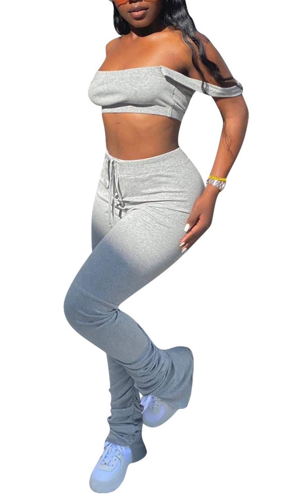 Women's High Waist Yoga Pants - Long Workout Joggers for Running, Gym & Lounge - Stretchy Athletic Sweatpants with Stacked Leg Design - Perfect for Yoga, Pilates & Casual Wear
