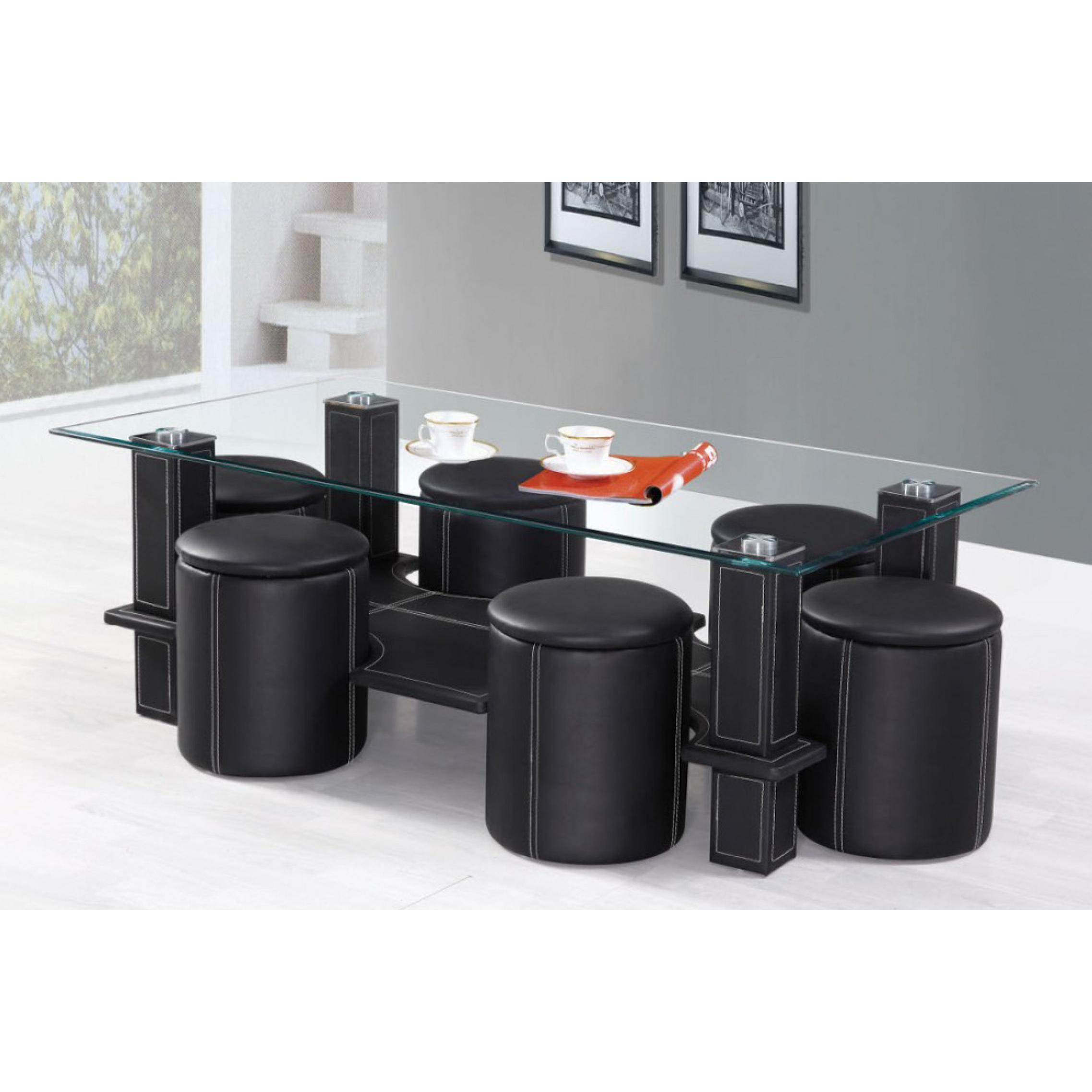 IFDC IF 2056 Coffee Table Set - Modern Living Room Furniture with Tempered Glass Top & Sturdy Metal Frame - Perfect for Small Spaces, Apartments & Home Decor