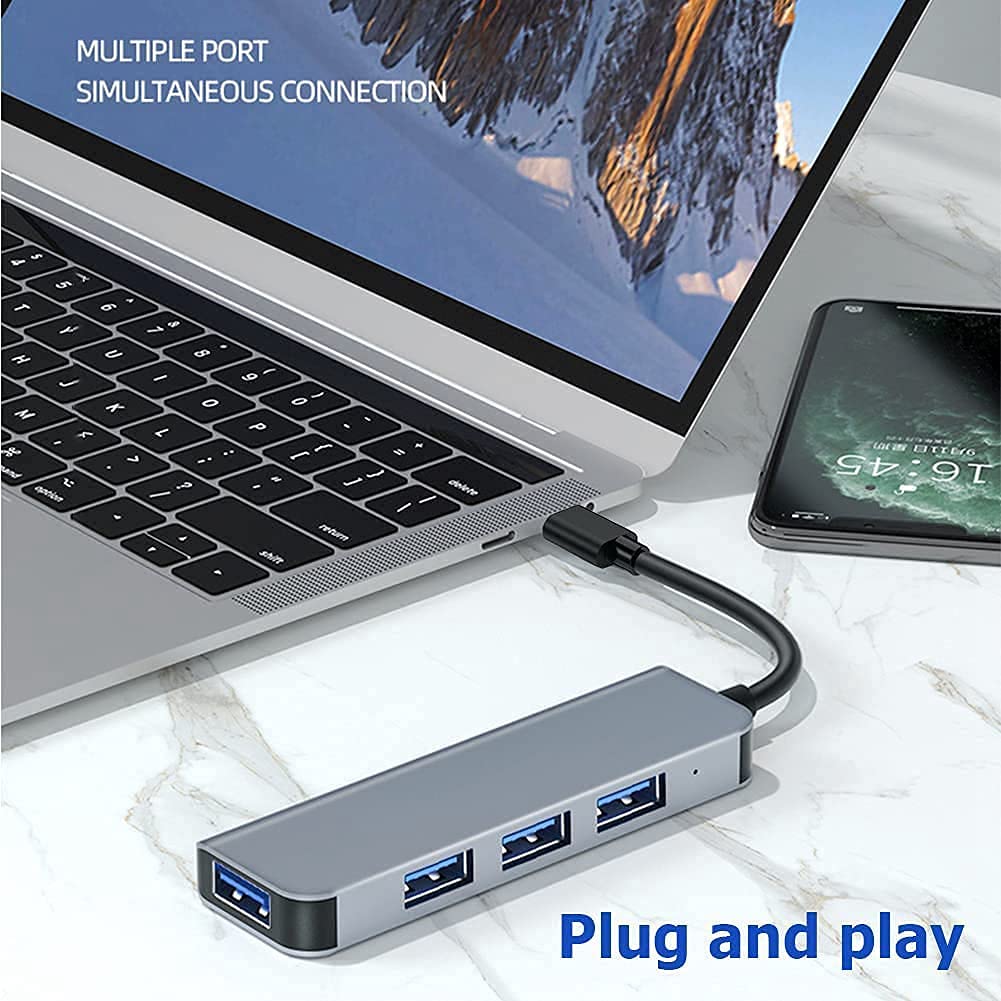 Oikabio USB 3.0 Hub - 4 Port Ultra Slim USB Splitter Adapter for Laptop, PC, MacBook, Flash Drive & External Hard Drive | High-Speed Data Transfer | Compact Design for Home, Office & Travel Use