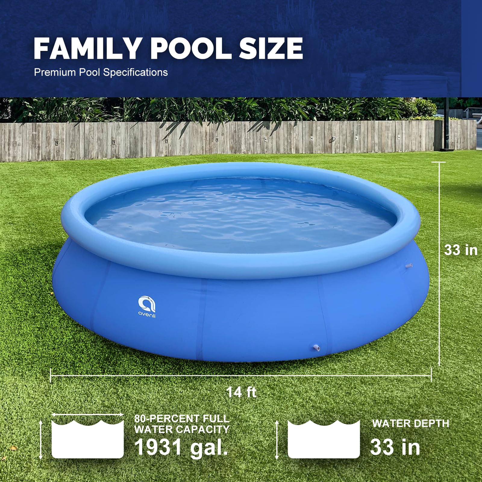 DIMAR GARDEN 15ft x 36in Inflatable Above Ground Swimming Pool - Large Round Family Pool with Air Top Ring for Kids & Adults - Perfect for Backyard, Lawn, Garden Summer Fun & Outdoor Relaxation