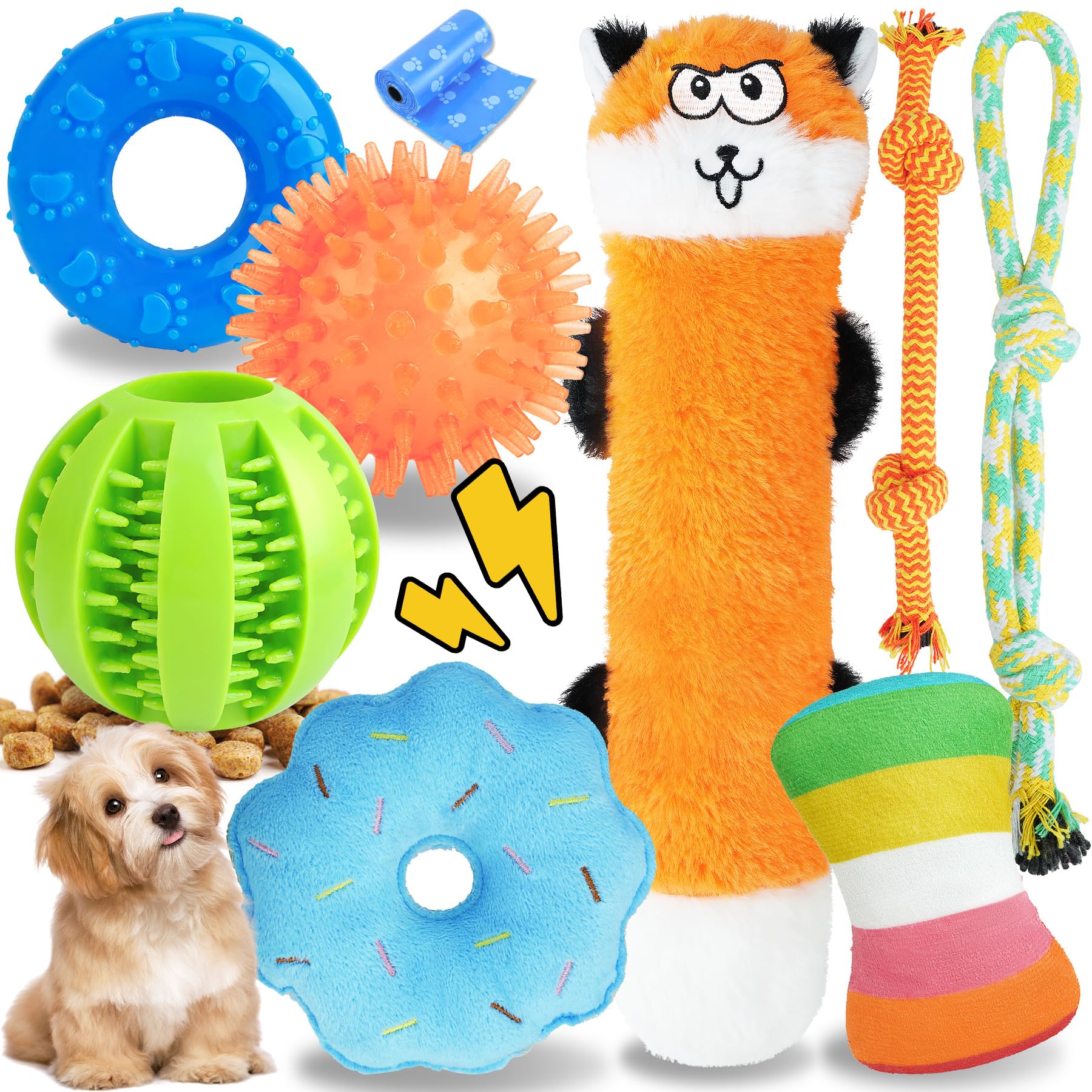 9 Pack Puppy Teething Toys for Small Dogs - Interactive Chew Toys with Rope, Treat Ball & Squeaky Toys for Boredom Relief | Perfect for Puppy Training, Playtime & Dental Health