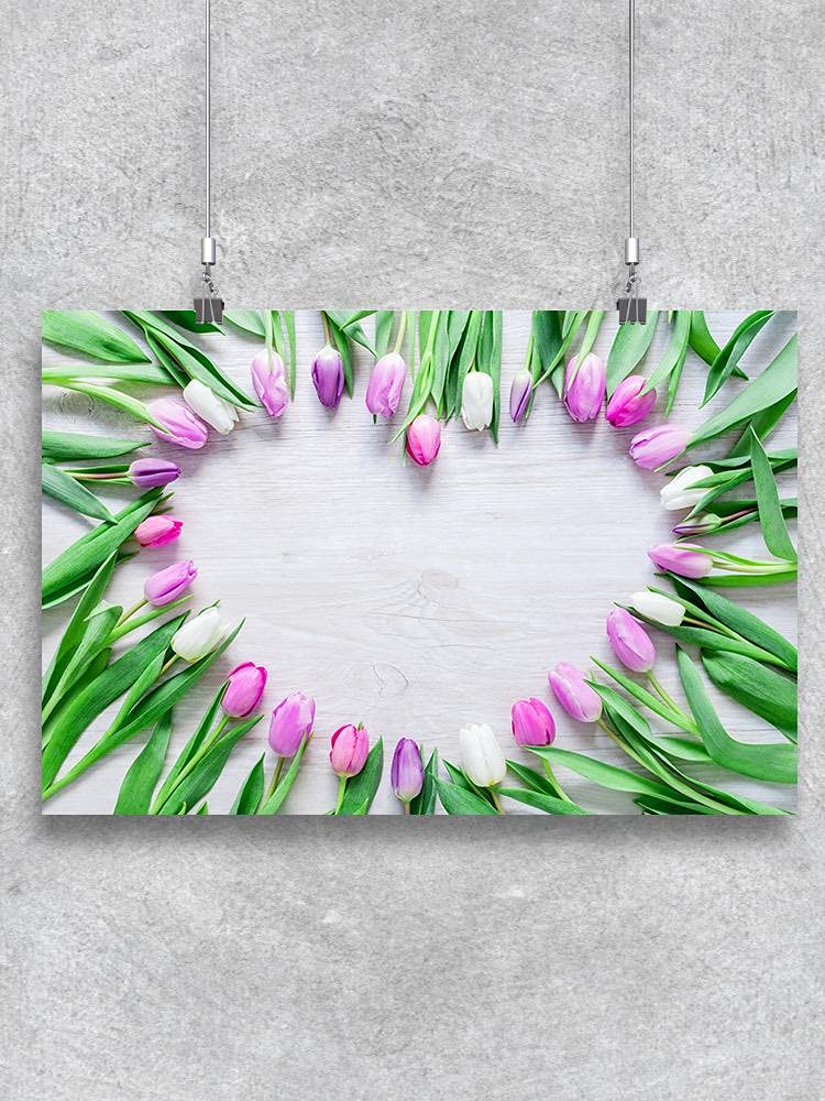 Pink Tulips Heart Poster - Beautiful Floral Wall Art for Home Decor, Bedroom, Living Room & Office - Perfect Gift for Valentine's Day, Mother's Day & Housewarming
