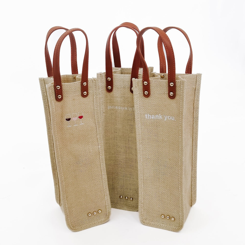 Eco-Friendly Reusable Wine Tote Bag - Giftable Canvas Wine Carrier for Picnics, Parties & Outdoor Events