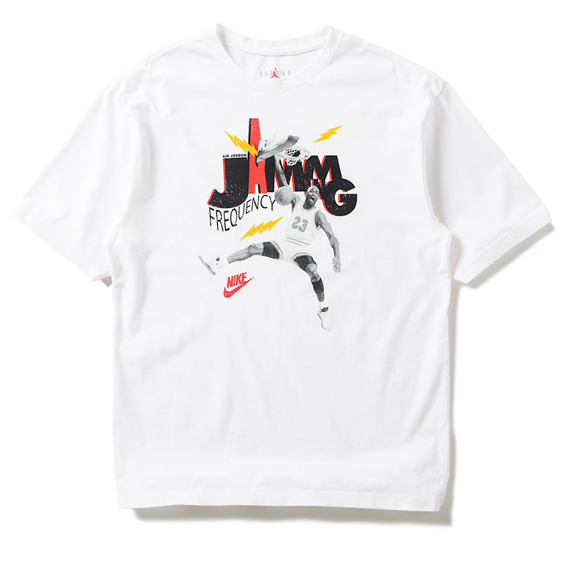 Jordan Graphic Tee for Men - White & Black Cotton T-Shirt with Logo Print - Casual Streetwear for Everyday Wear & Basketball Fans