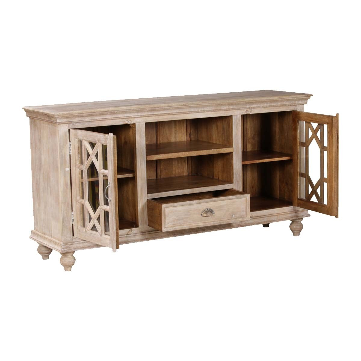 French Arched Glass Doors TV Stand - Modern Entertainment Center for Living Room, Bedroom & Home Theater - Stylish Storage Cabinet for TV, Media & Gaming Consoles