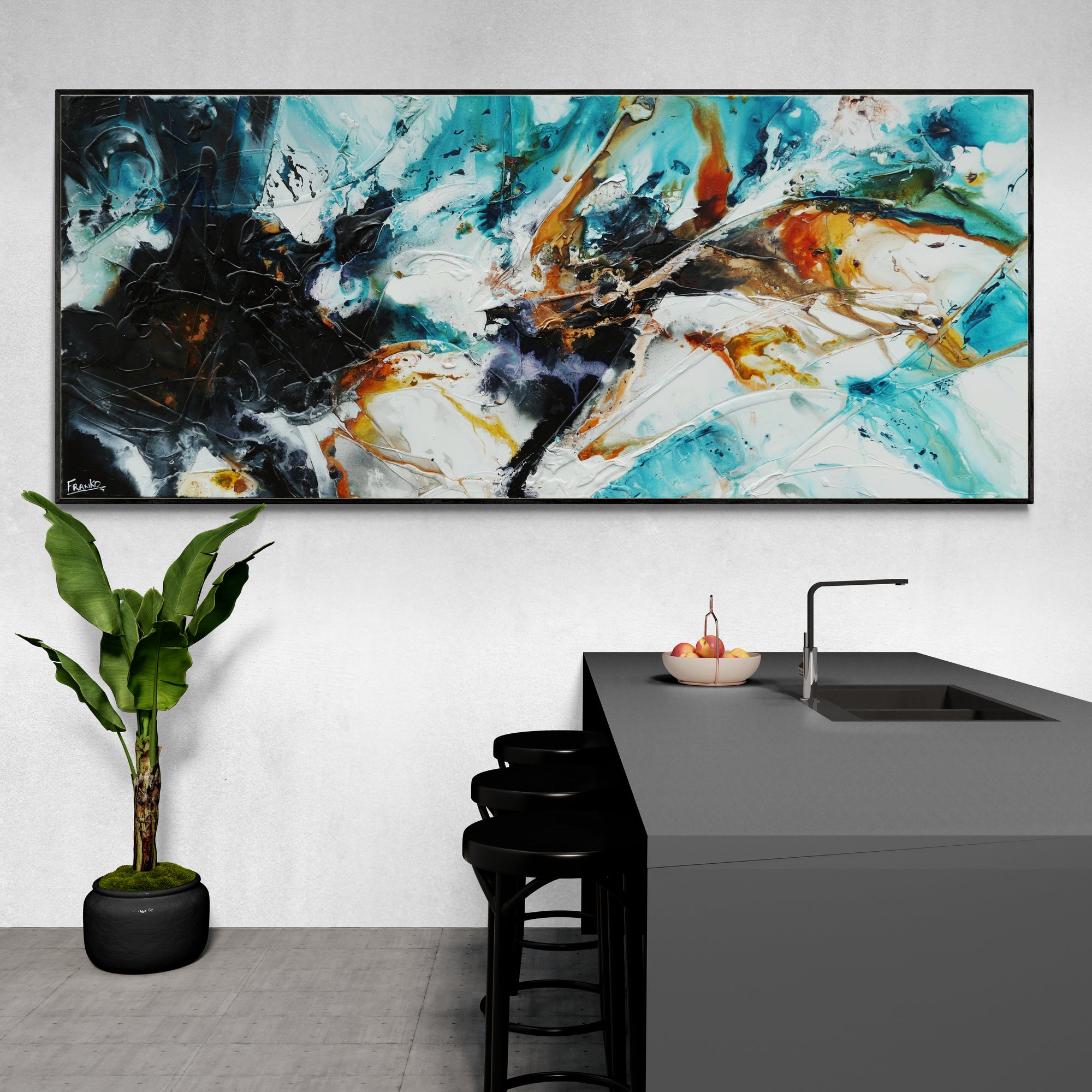 Levitate 240cm x 100cm Textured Abstract Canvas Wall Art - Modern Large Scale Painting for Living Room, Bedroom & Office Decor