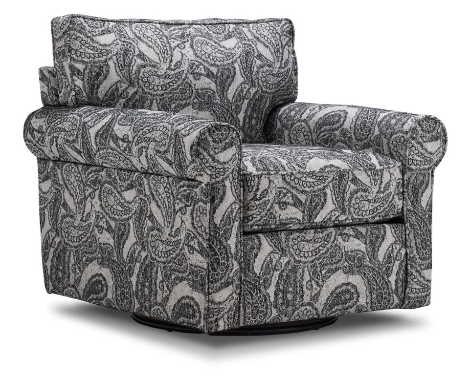 Chateau Swivel Chair in Ebony Finish - Modern Office Chair with 360-Degree Rotation for Home Office, Living Room, or Study