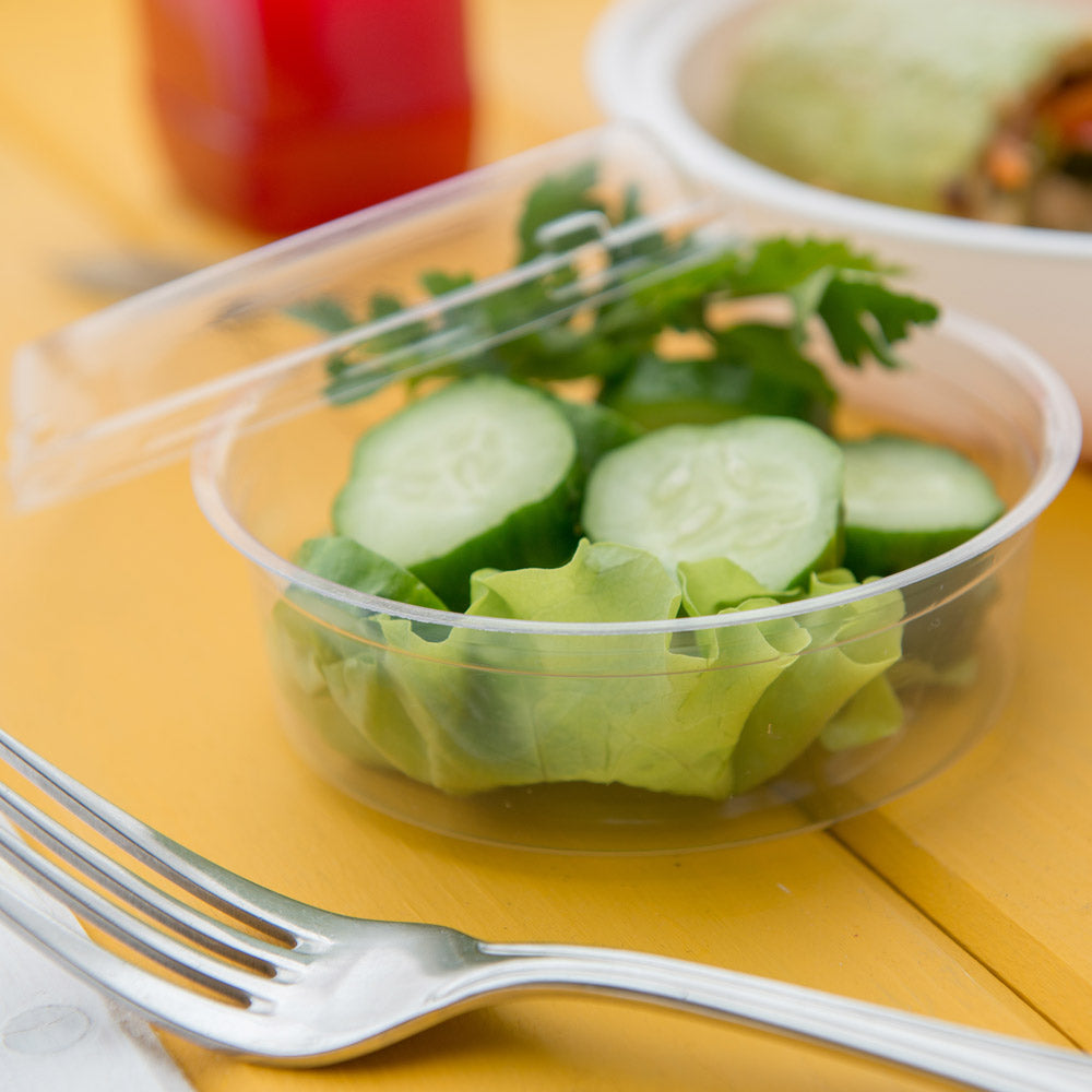Eco-Friendly Round Clear PLA Plastic Dome Lids for To-Go Deli Containers | Compostable & Biodegradable | 500 Count Box | Perfect for Takeout, Food Storage, and Catering Services